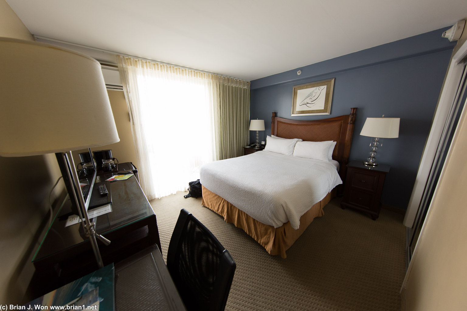 Ultrawide angle lens = how to make a tiny hotel room look spacious.