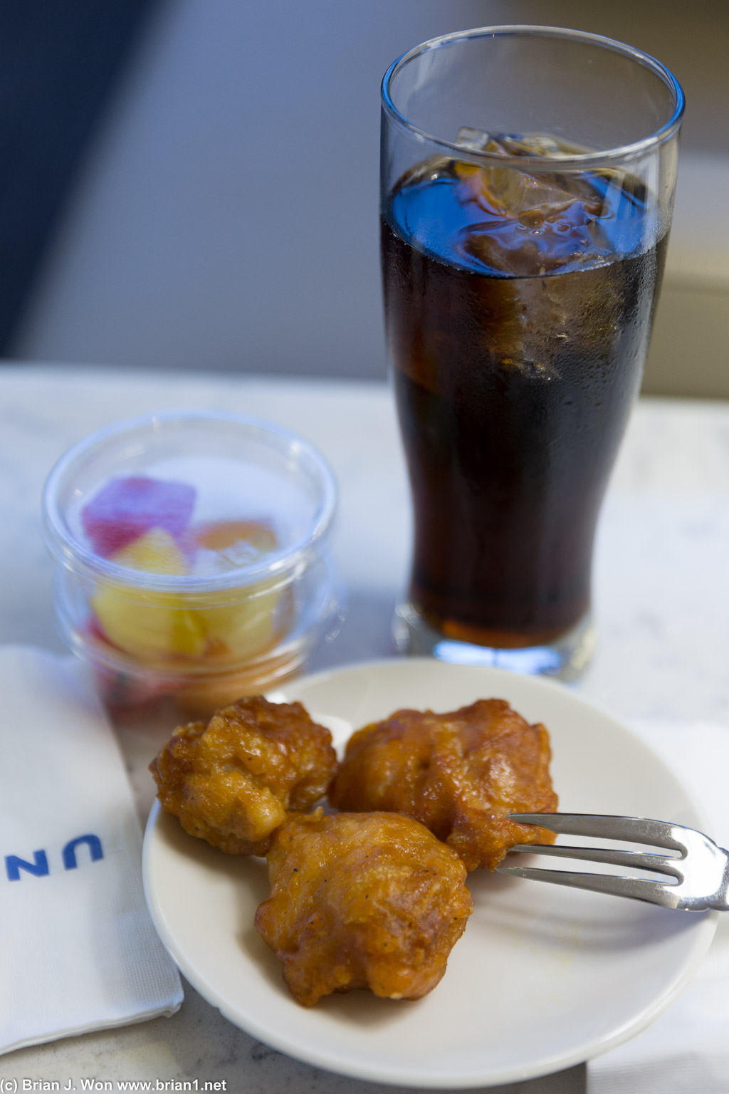 United Club switched to fried chicken balls. Actually pretty good.