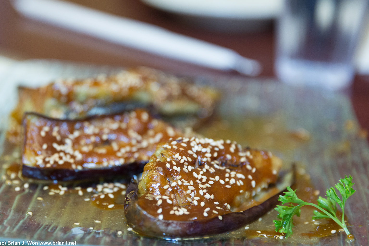 Eggplant. Pretty good, although a bit overcooked.