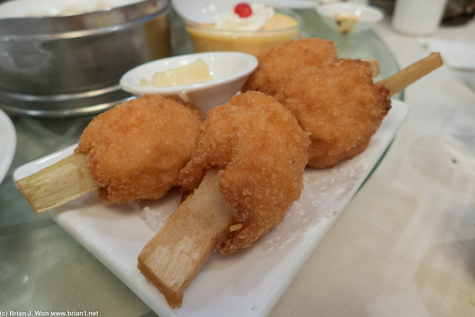 Deep fried shrimp ball. Sizes were a bit uneven, but pretty good otherwise.