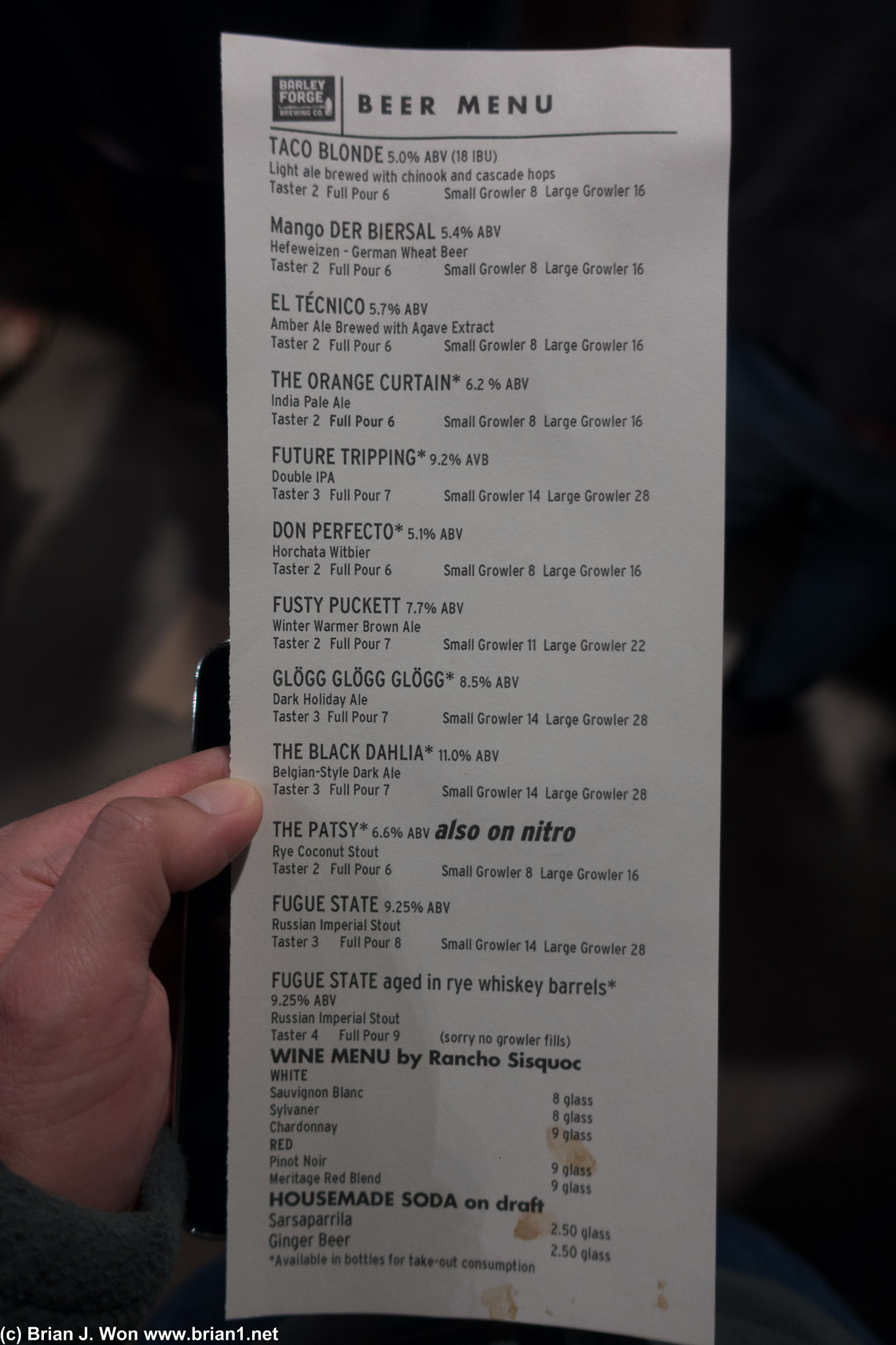 The beer menu.