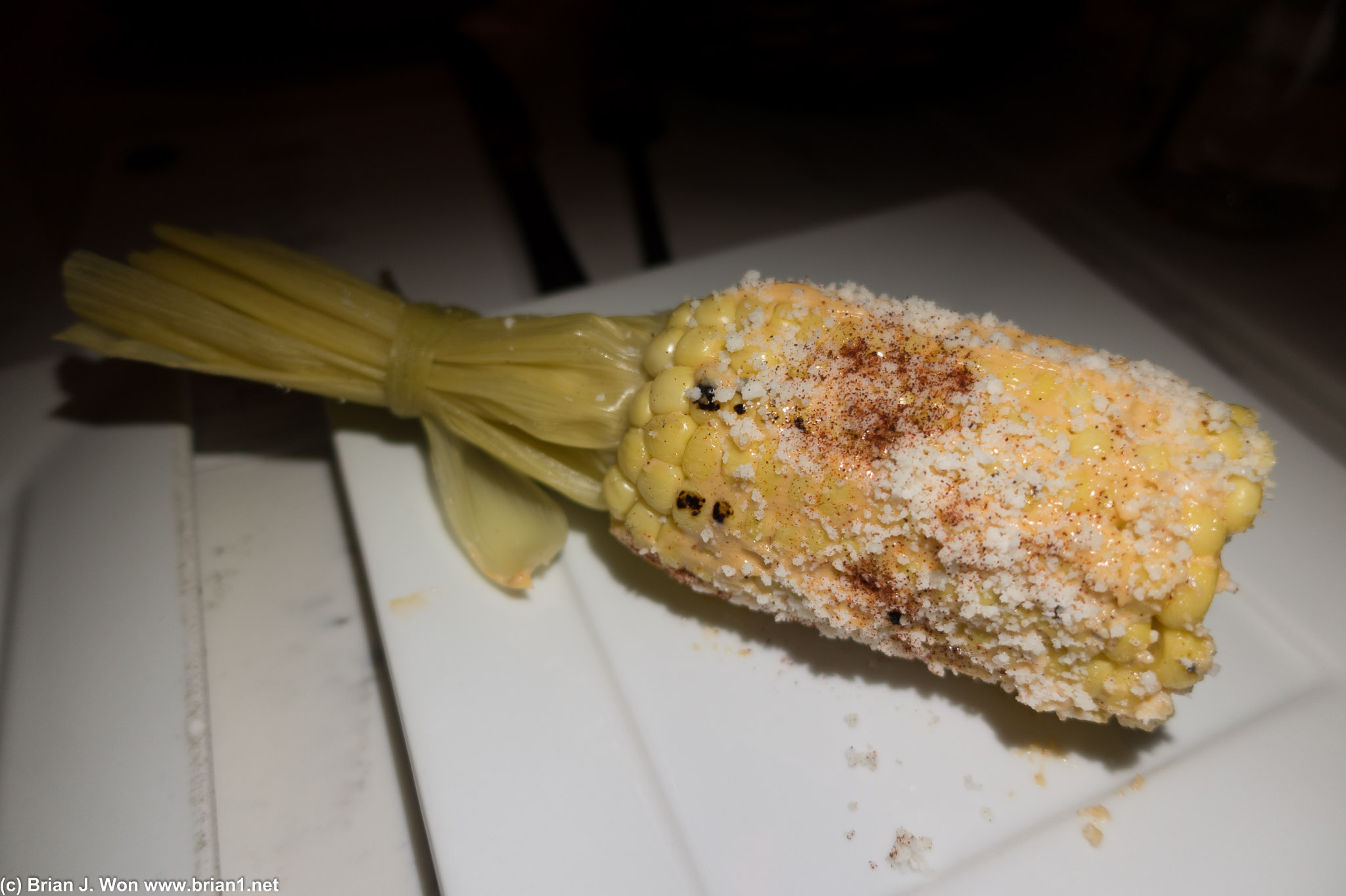 Mexican street corn. Would've been awesome hot, but instead it came out lukewarm. :-/