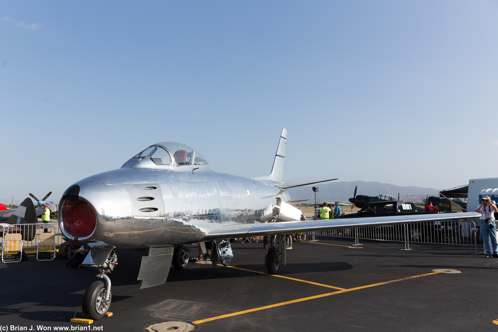 F-86 Sabre in fresh unpainted aluminum.