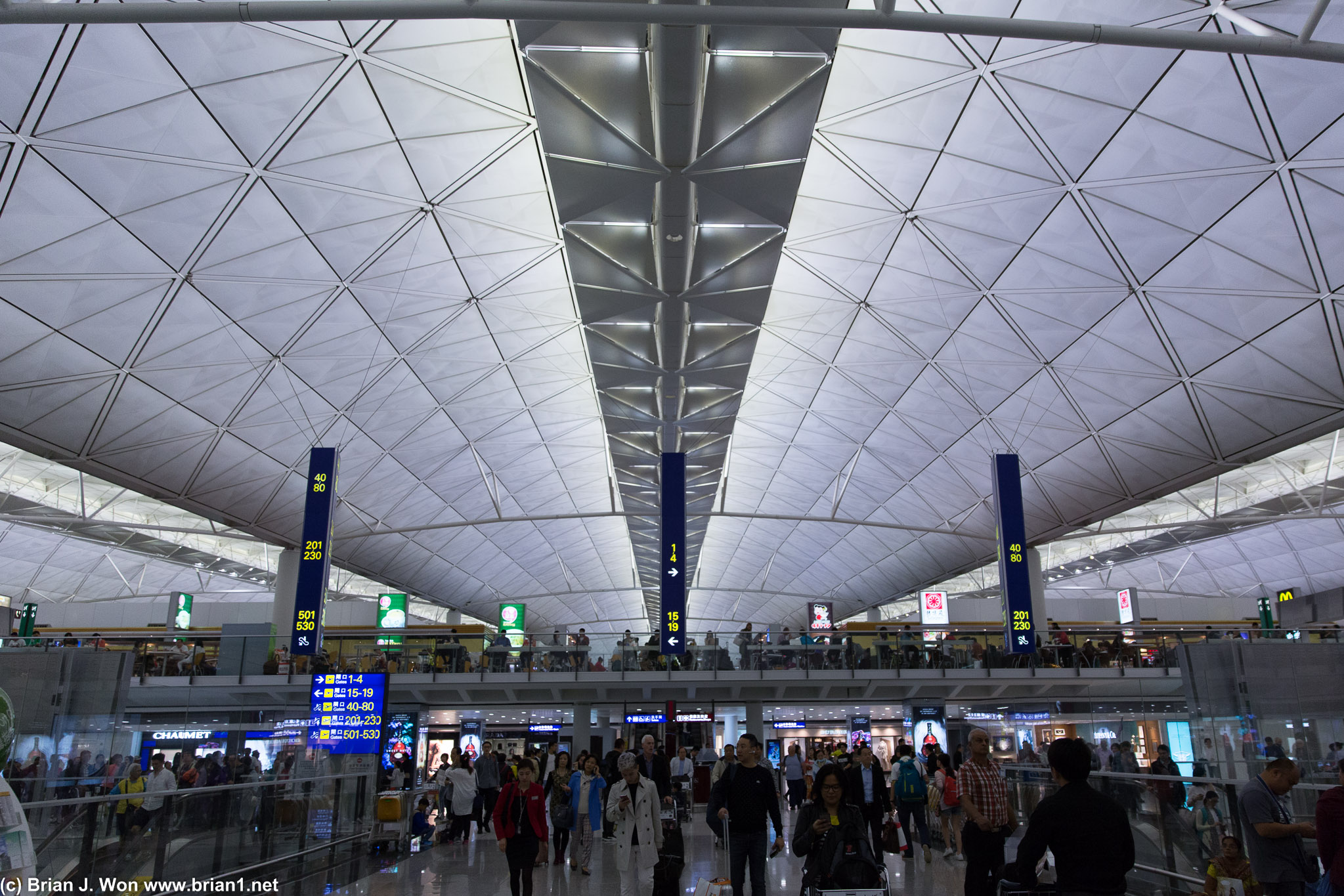 Hong Kong International Airport Terminal 1. Gates below, dining above.
