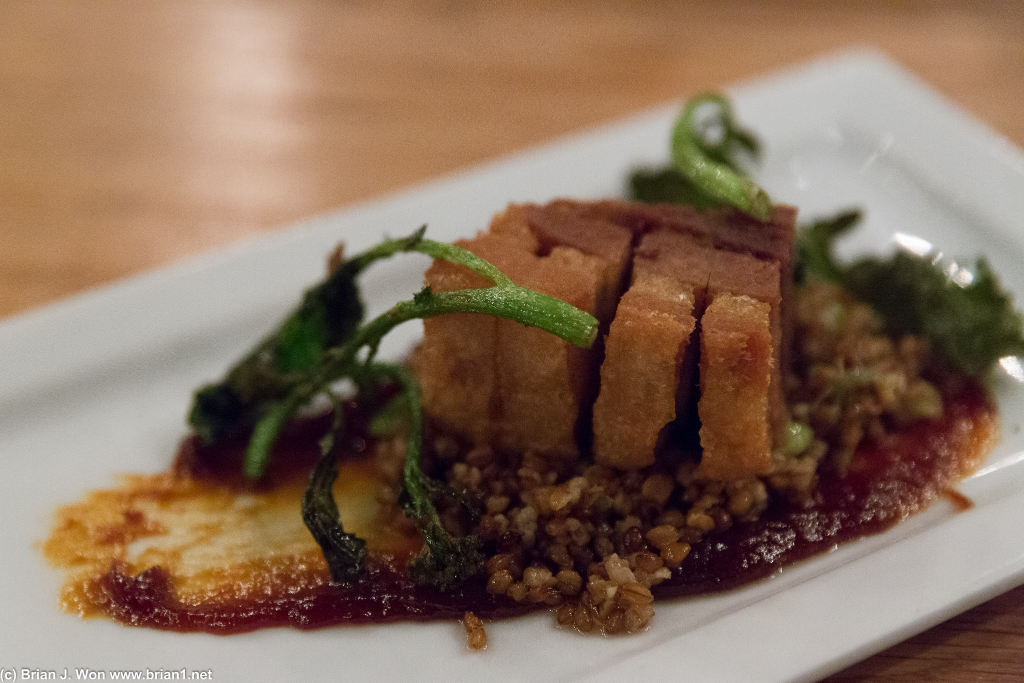Pork belly. Prettiest but perhaps the most underwhelming. Nice crunch on the skin, rest was just ok.