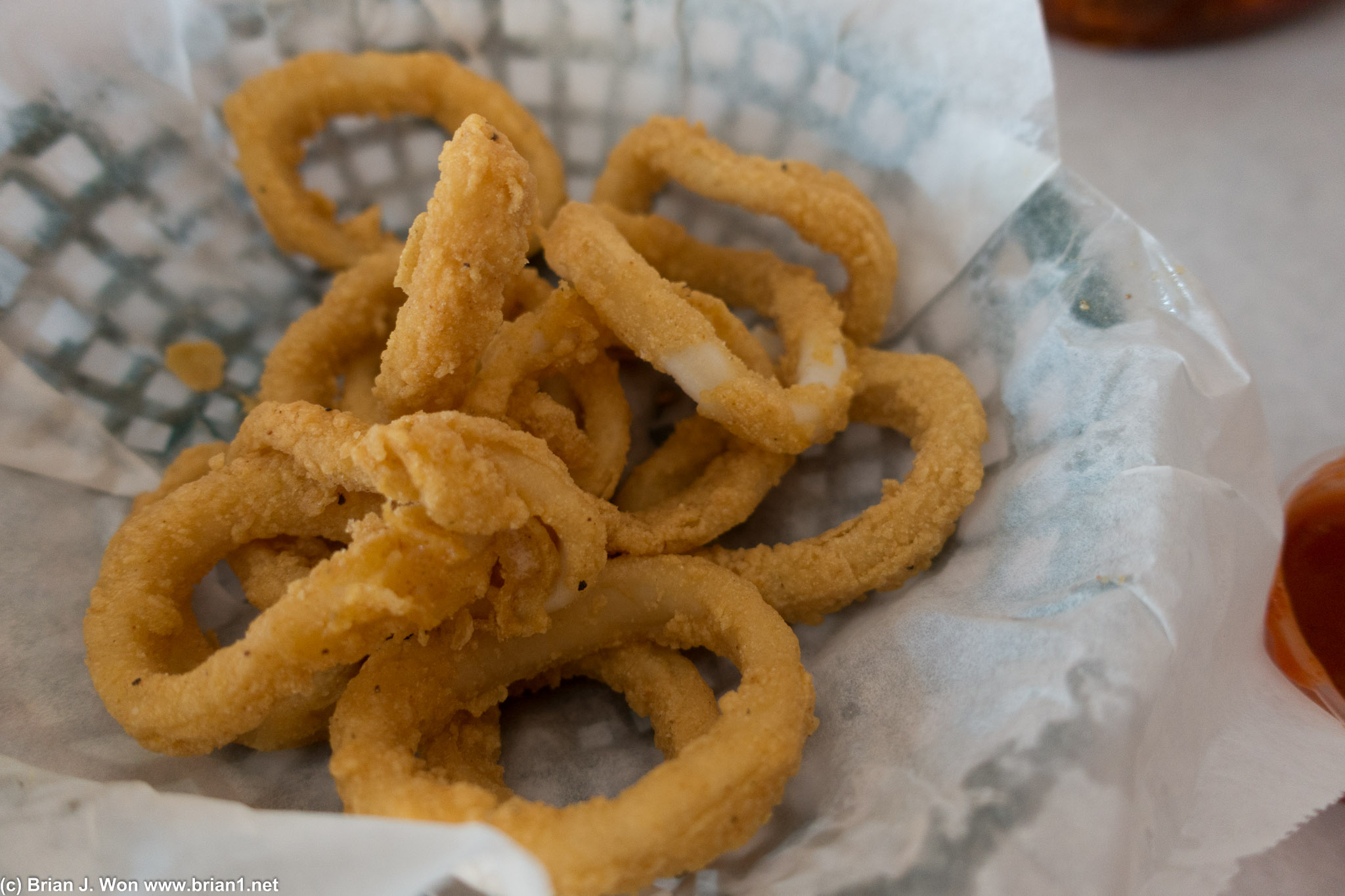 Calamari rings. Nom. A little more crude here than the tiny little ones that Palamino or nicer places serve.