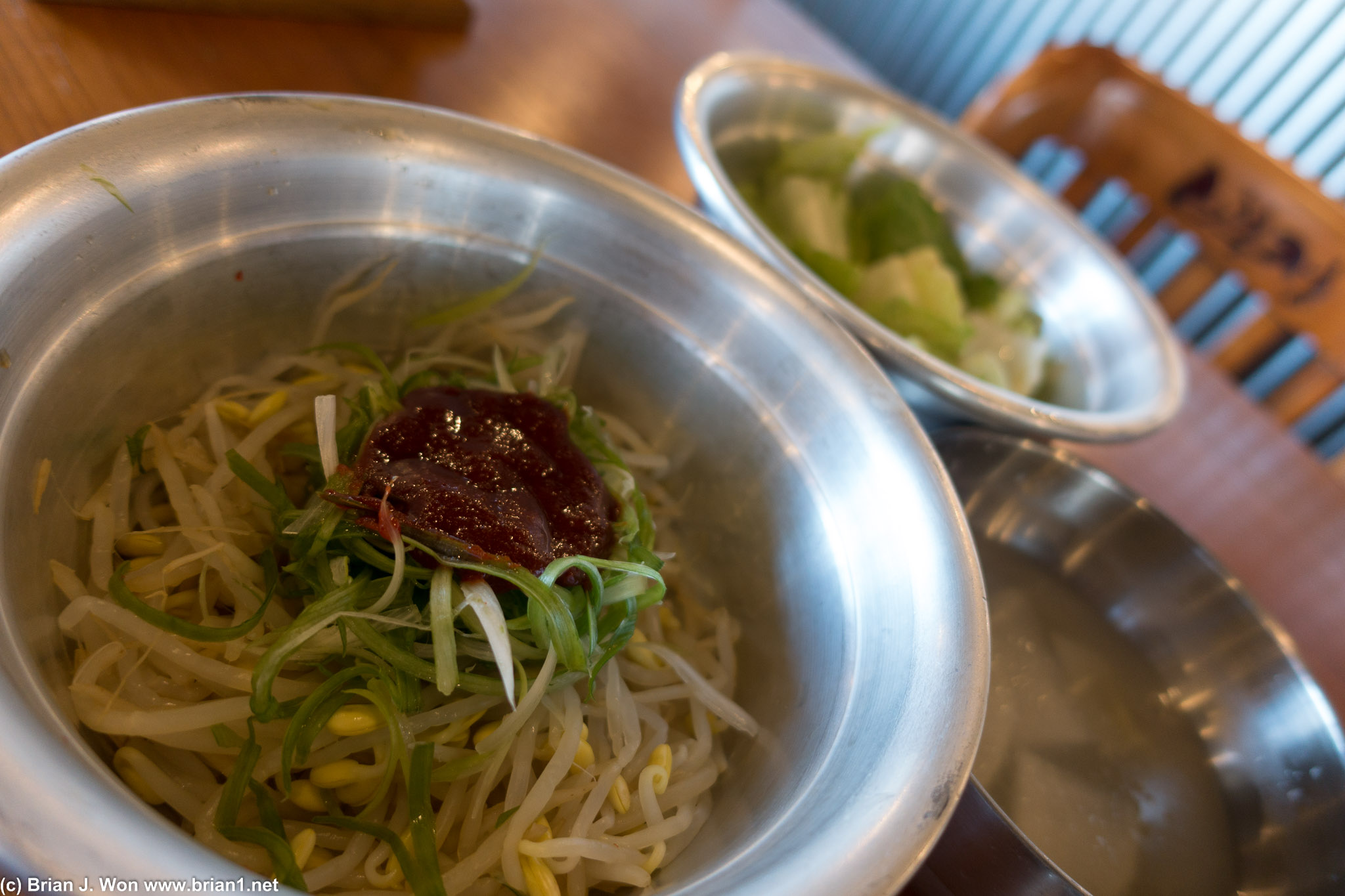 Bean sprouts and green onion salad.