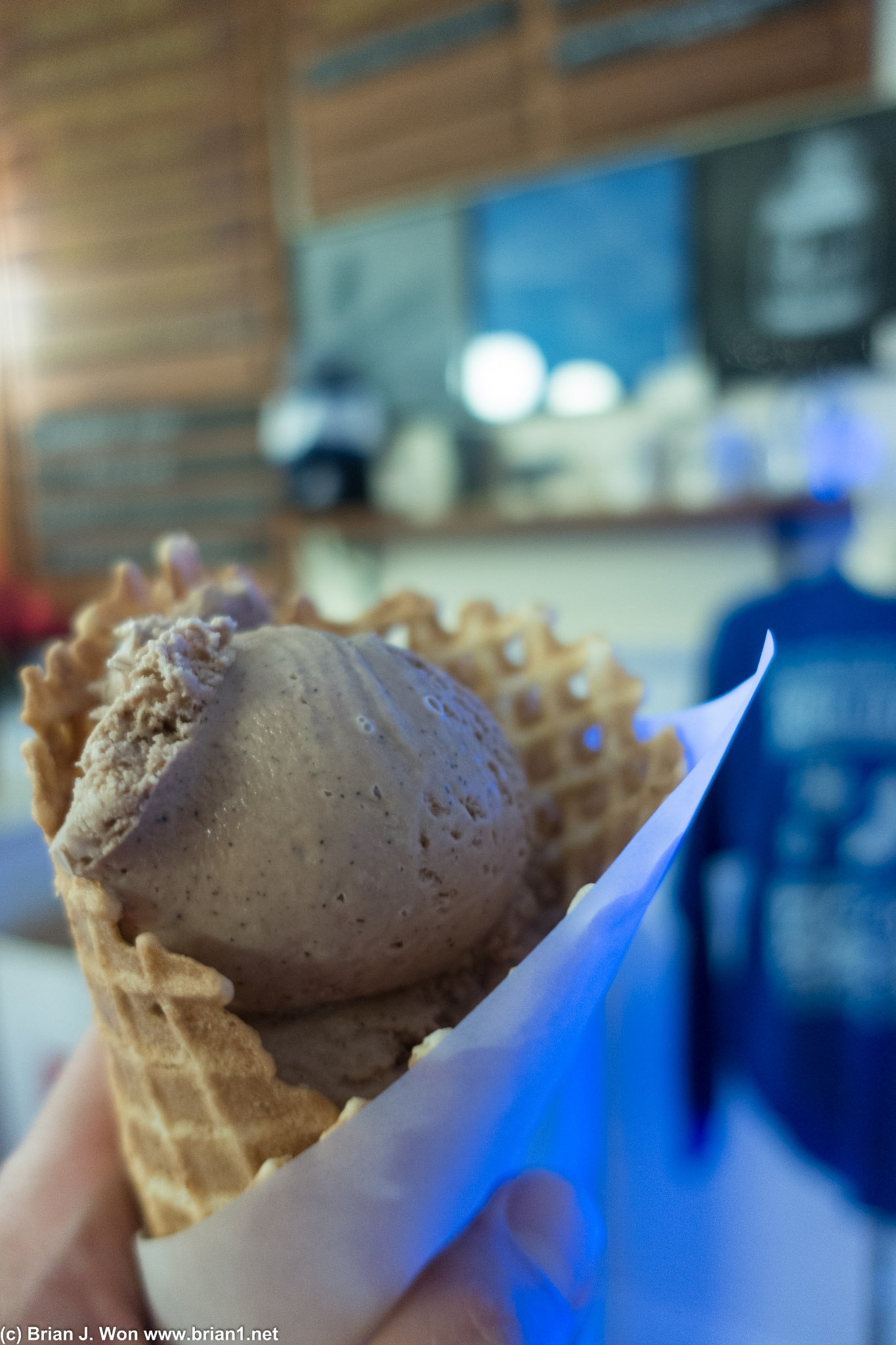 Peppermint mocha ice cream at Bluebird Ice Cream.