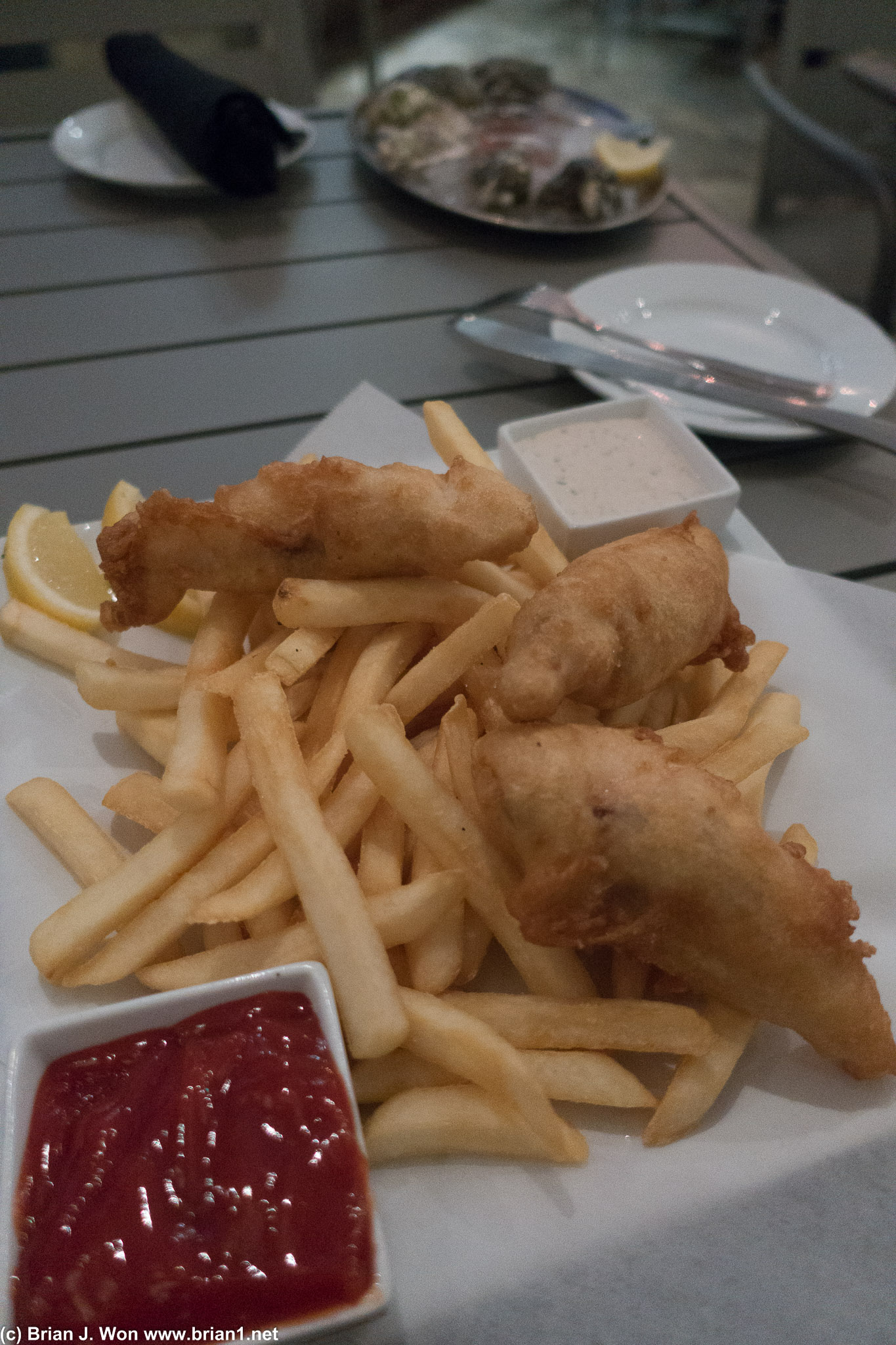 Very fresh fish and chips. Red snapper, I think it was?