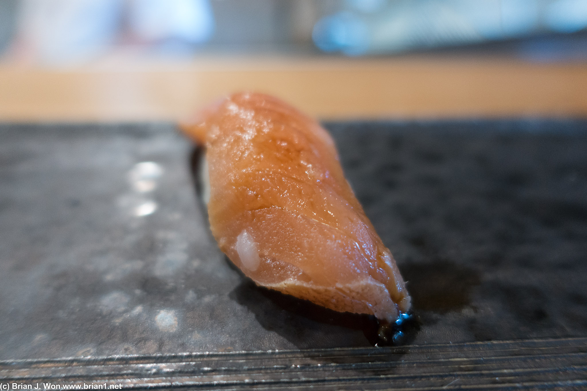 Sakura masu (smoked cherry blossom trout). Probably the best trout nigiri I've had (not that I've had much).