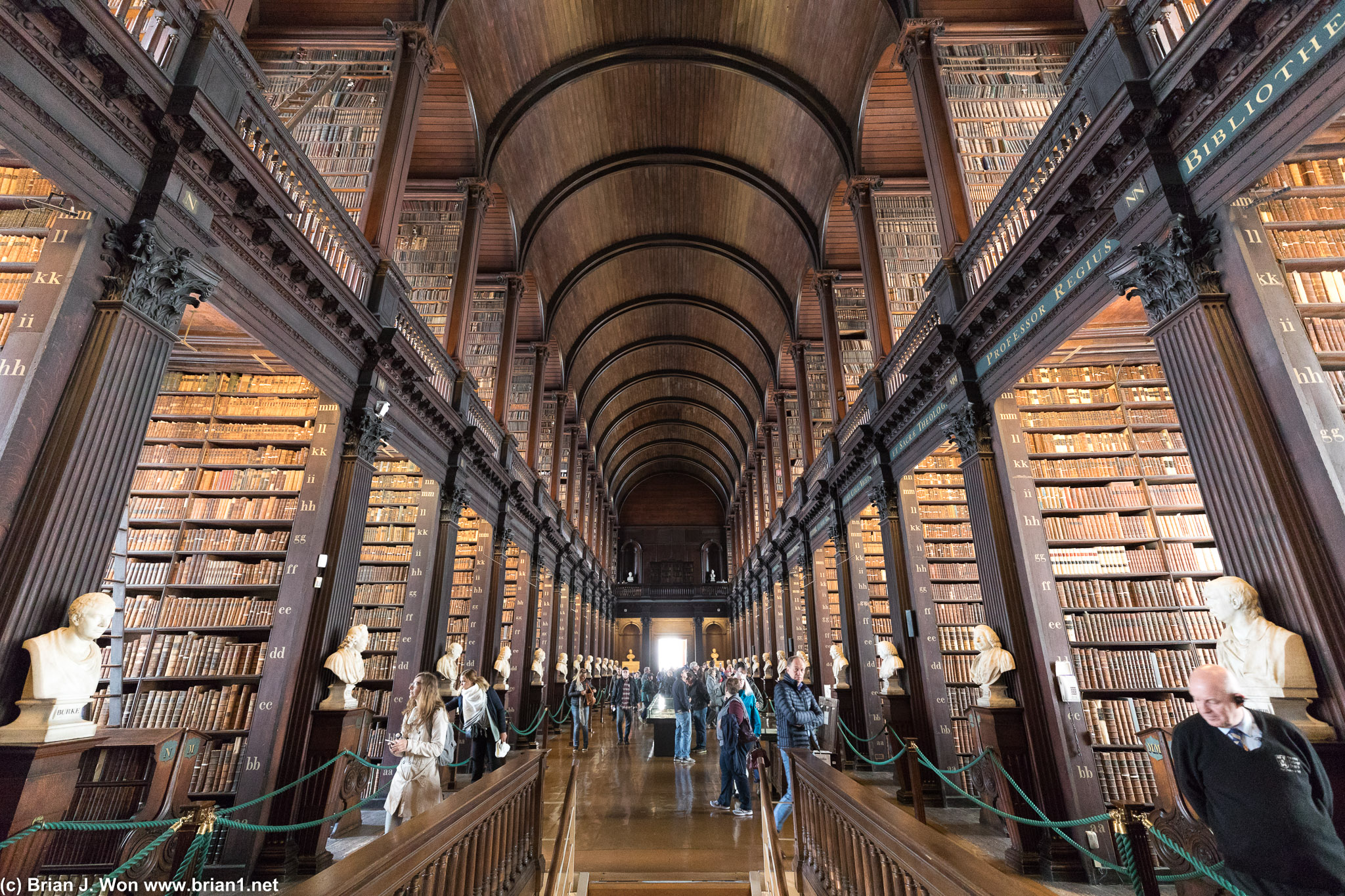 Reverse angle of The Long Room at Trinity College.