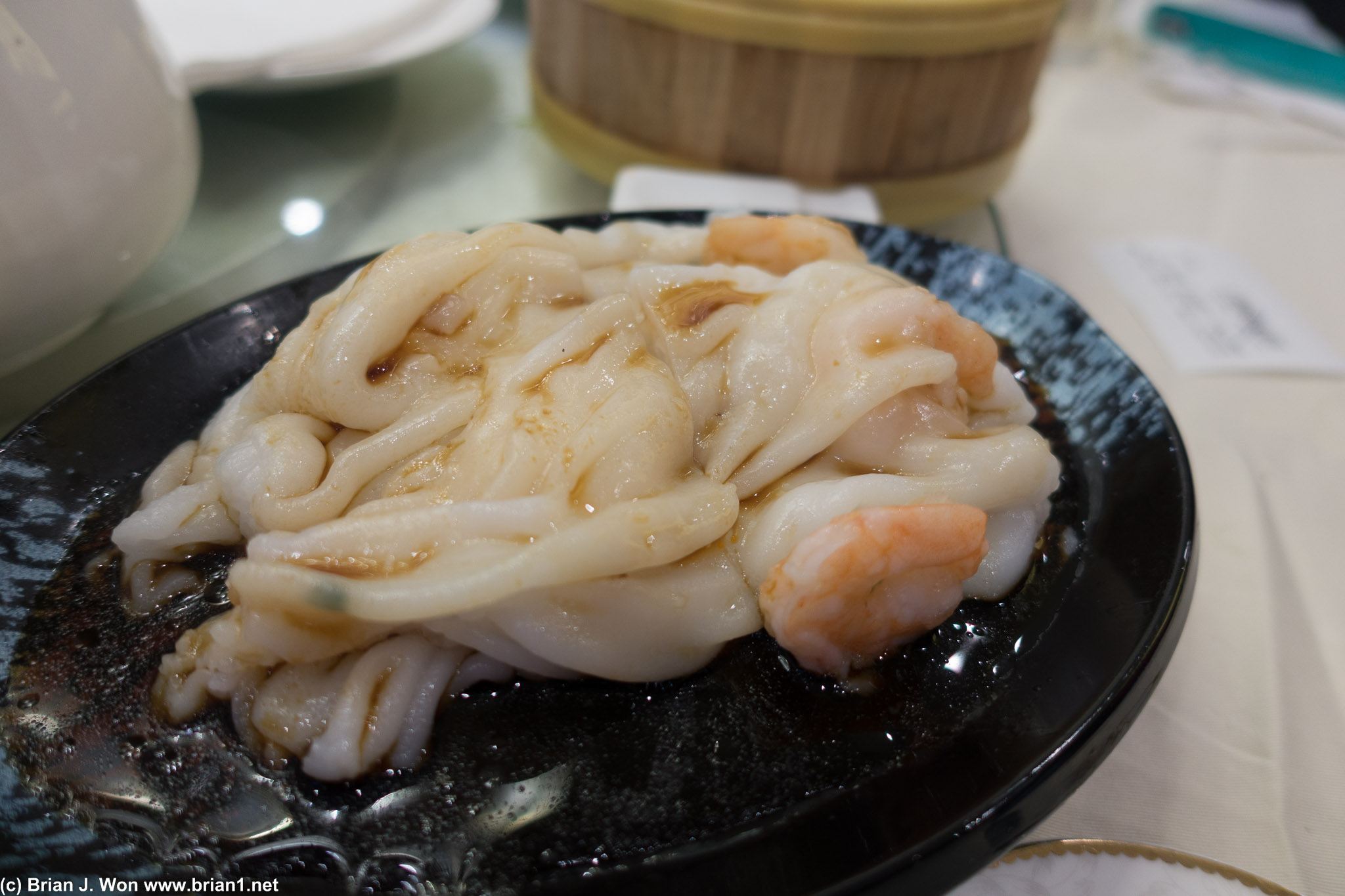 "Twisted" har cheung fun. Just means your shrimp fall out before you eat it. Meh.