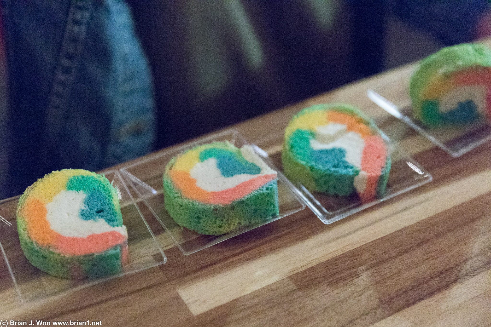 Rainbow cakes.