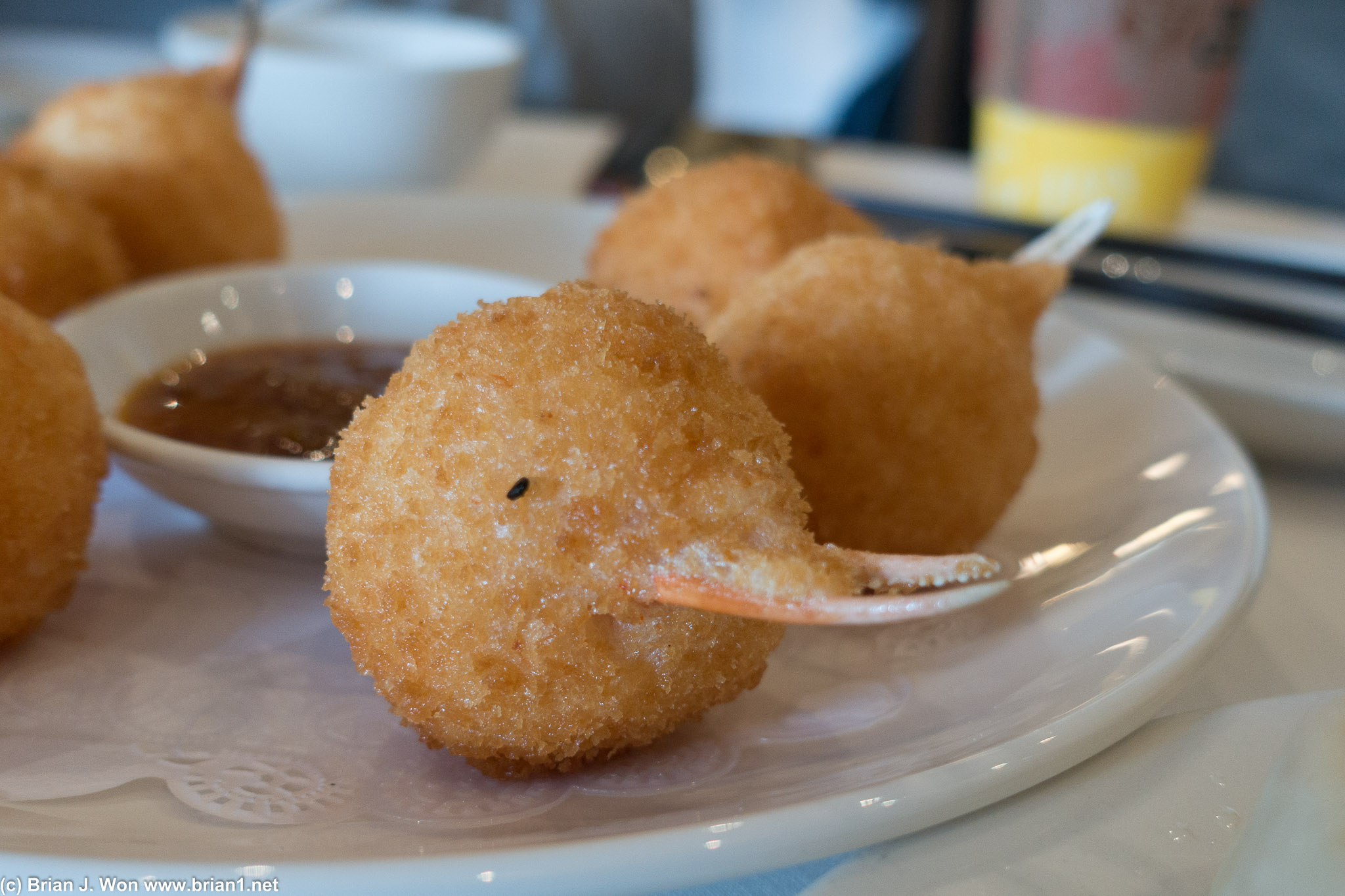 Deep fried shrimp ball crab claw. Perfectly deep fried.