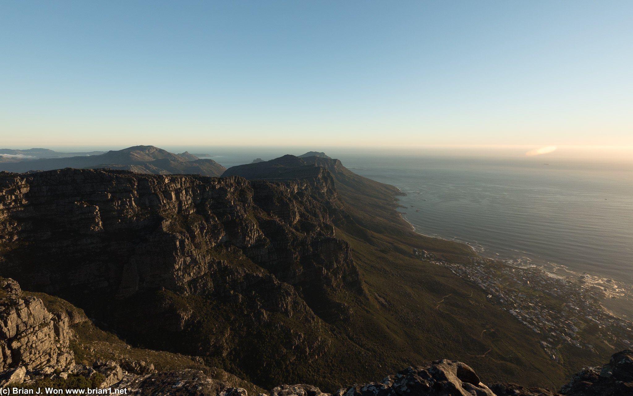 The lower flanks of Table Mountain are lush and green.