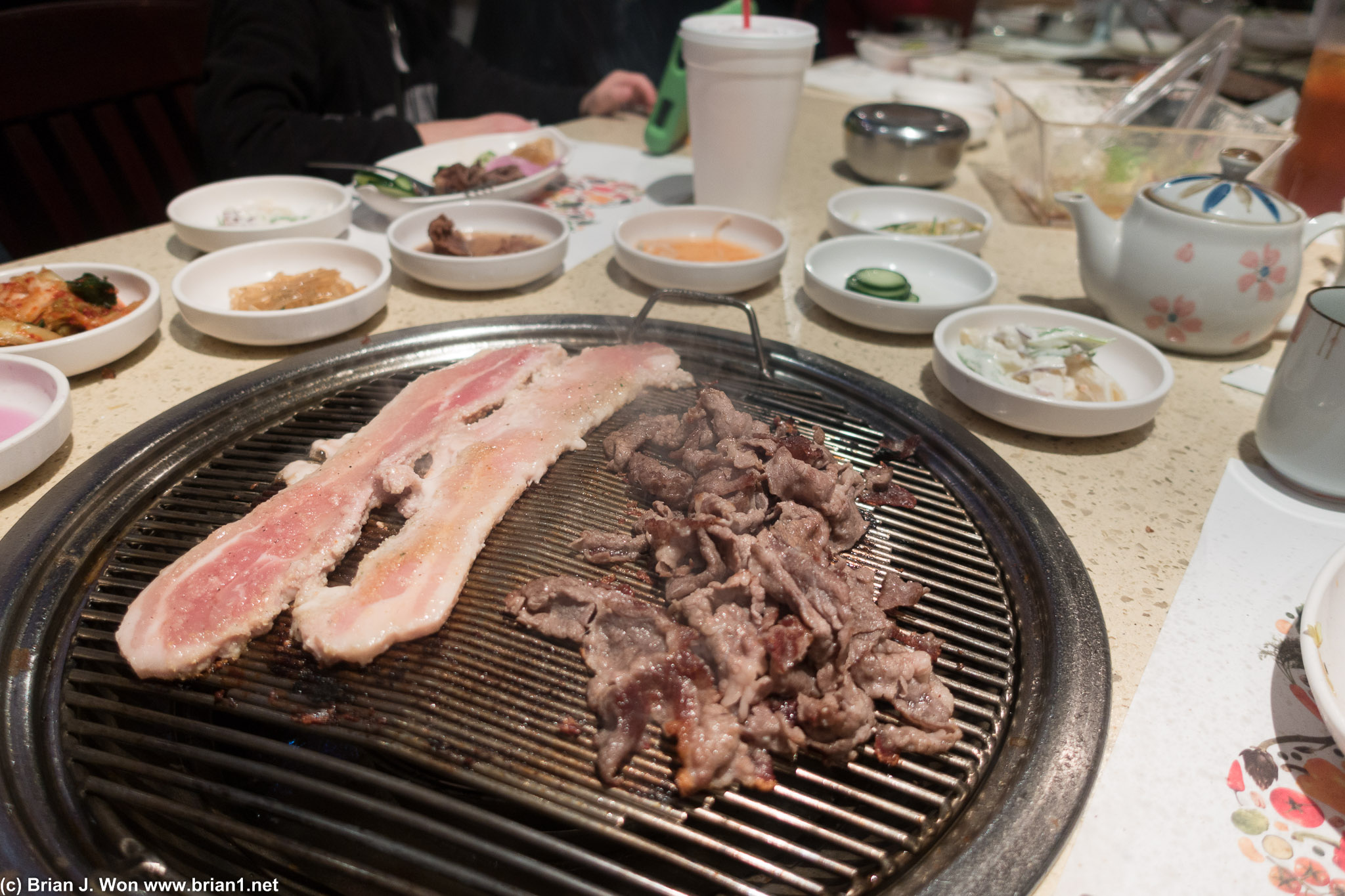Pork belly and beef brisket.