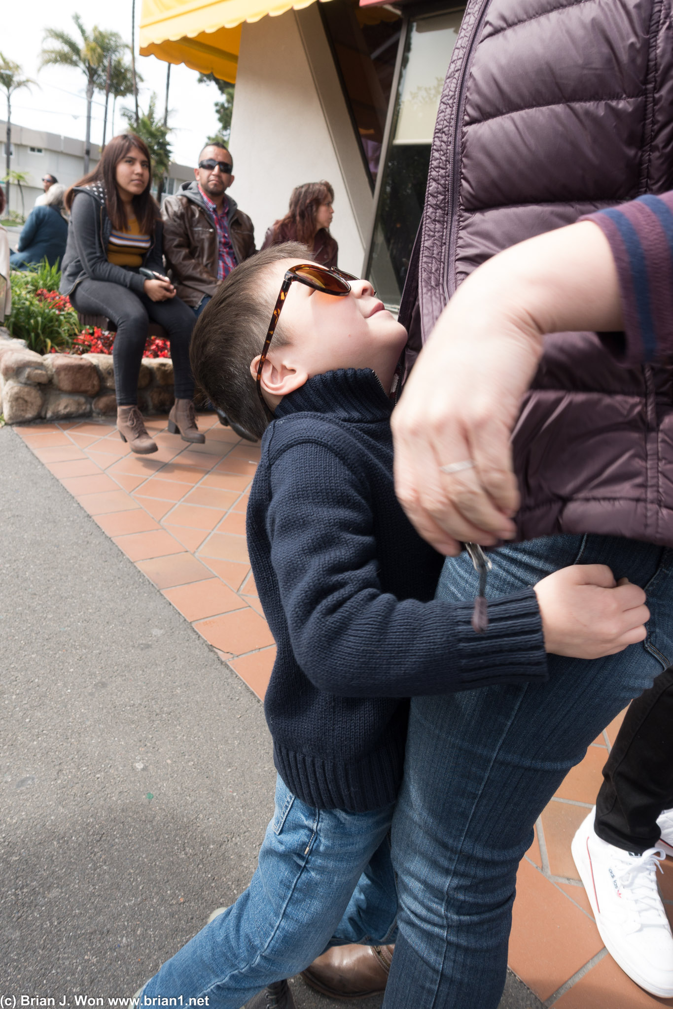 Mason wearing his Mom's sunglasses.