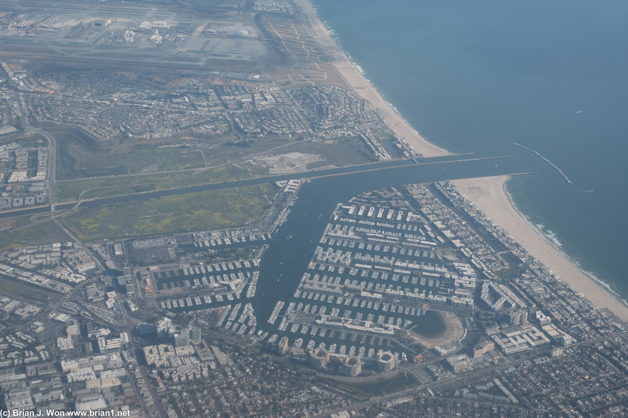 Unusually clear day over Marina del Rey.