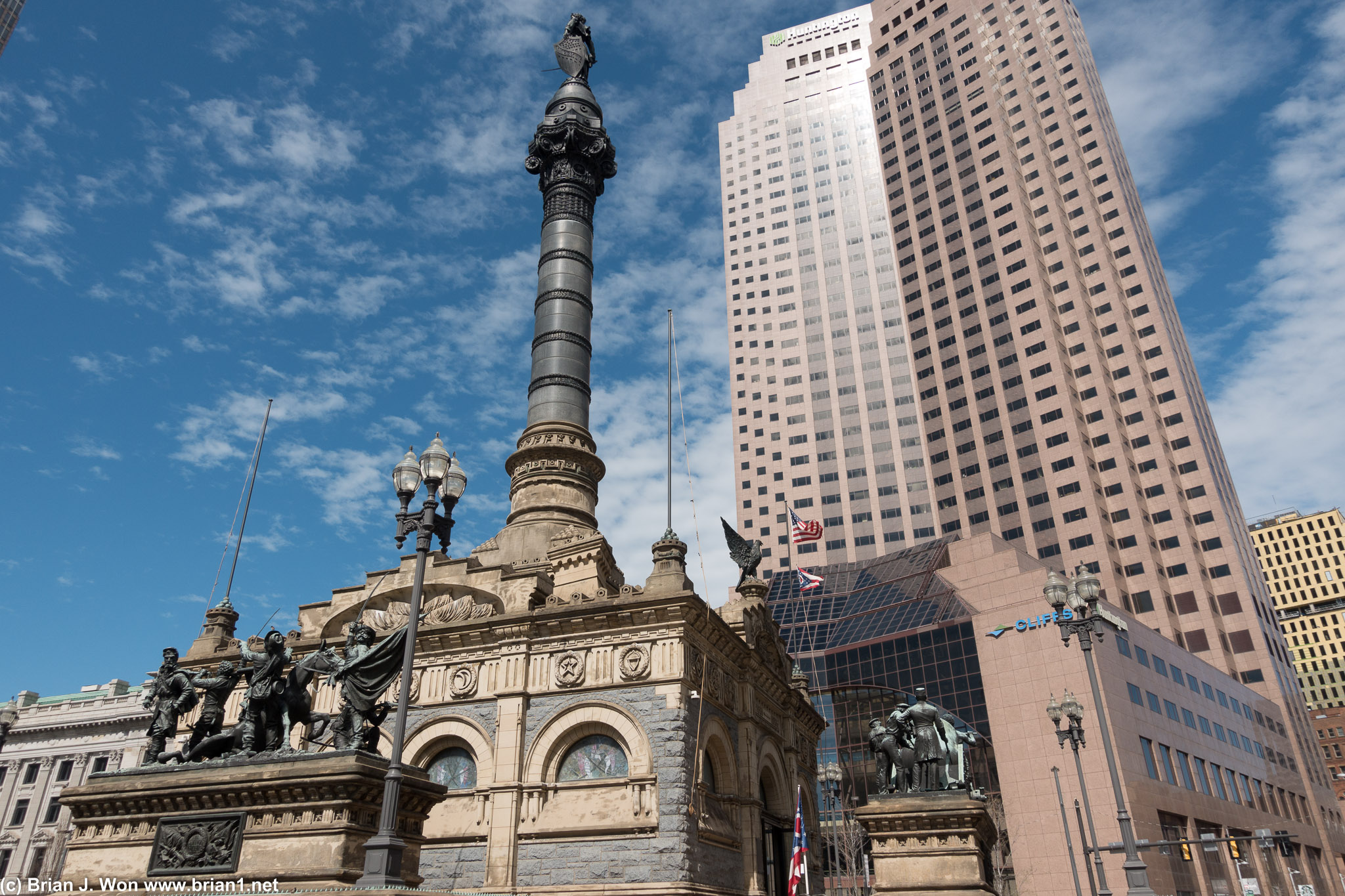 Soldiers and Sailors Monument, with 200 Public Square in the background.