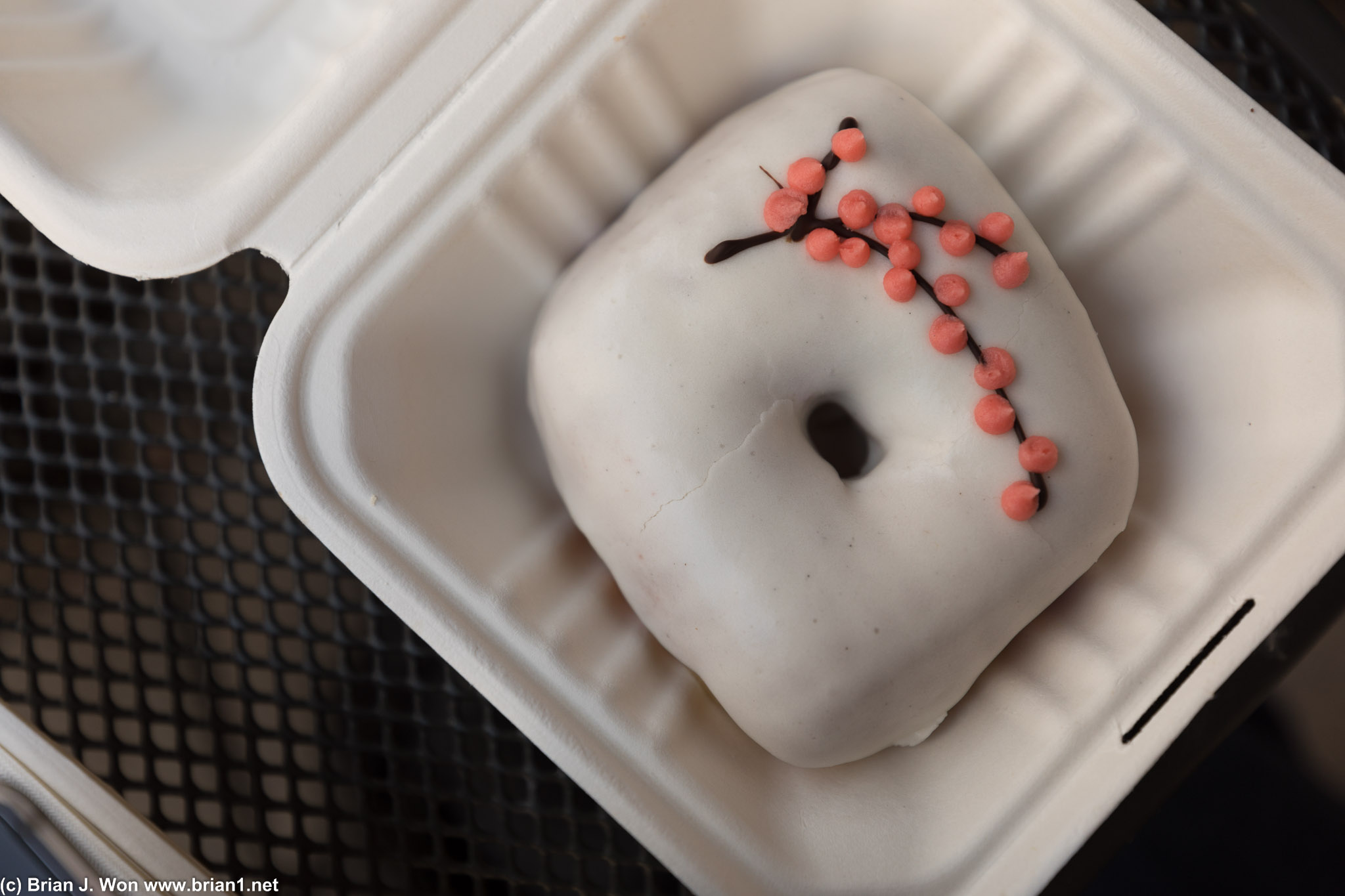 Cherry blossom donut. Filled with cherry jam, way sweet.