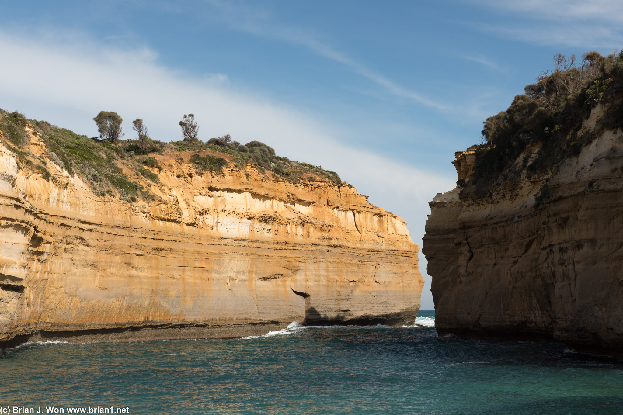 Dramatic cliffs protect this tiny bay.