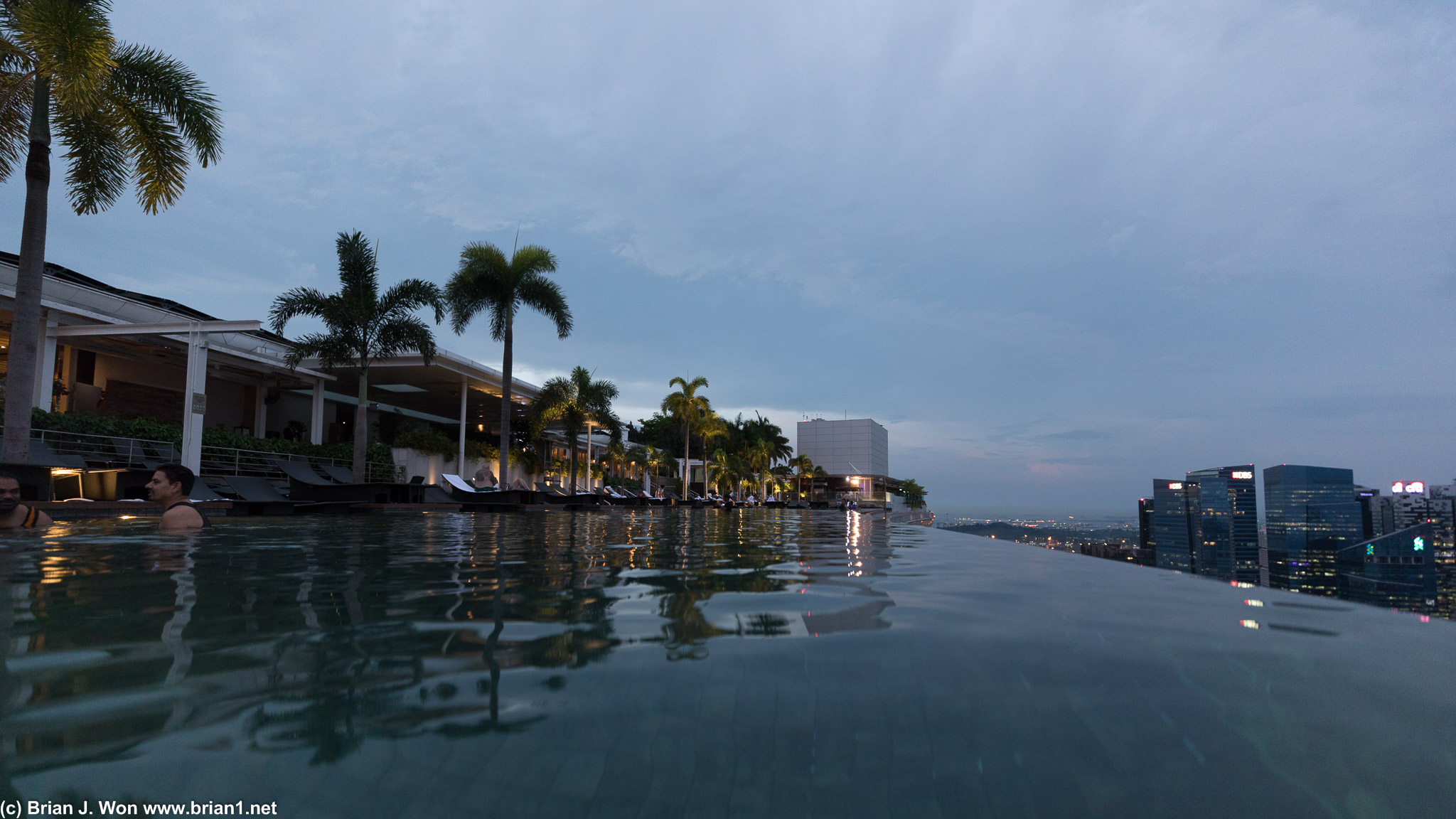 Even at sunrise, the Infinity Pool is already in action.