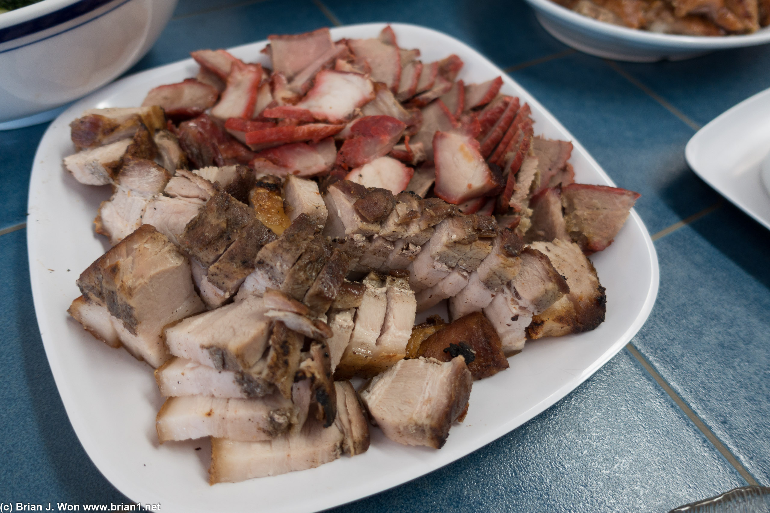 Char shu and roast pork.