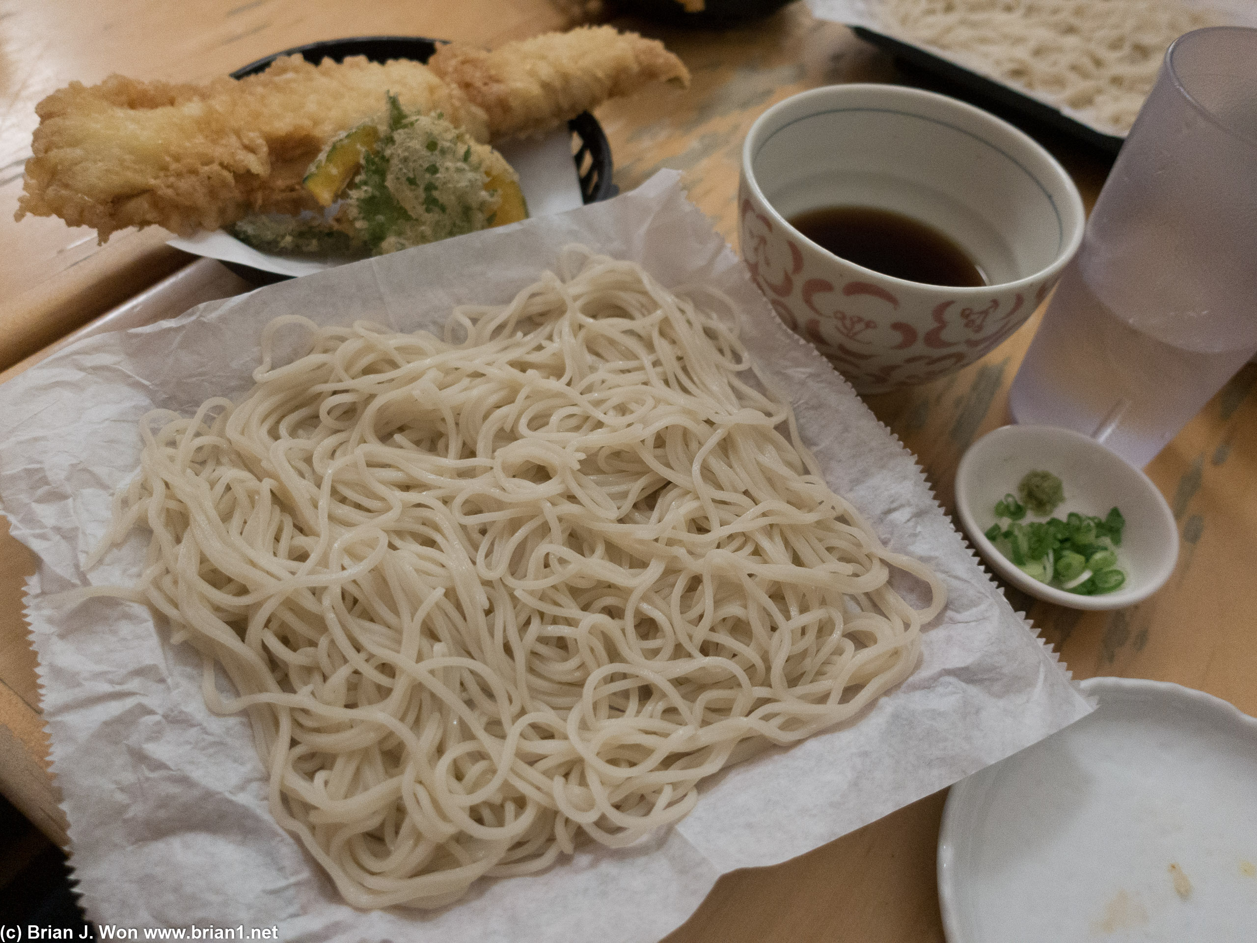 Seiro soba and anago ten (sea eel tempura).