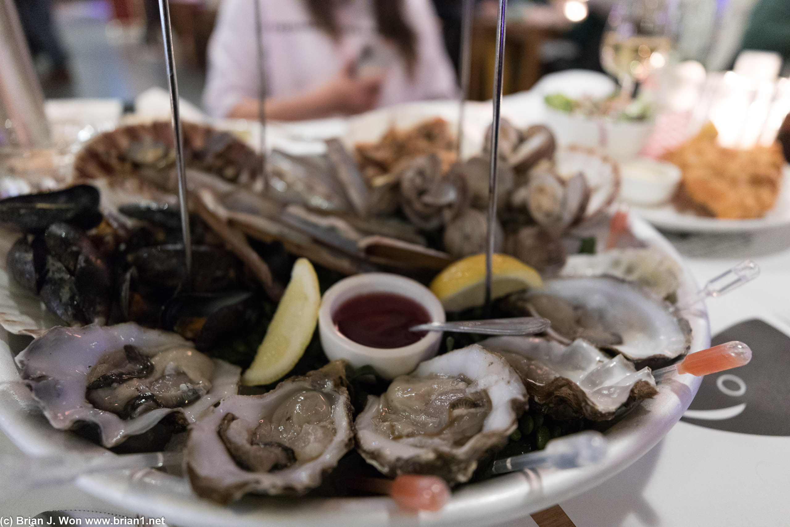 Oysters and four (!) kinds of clams.