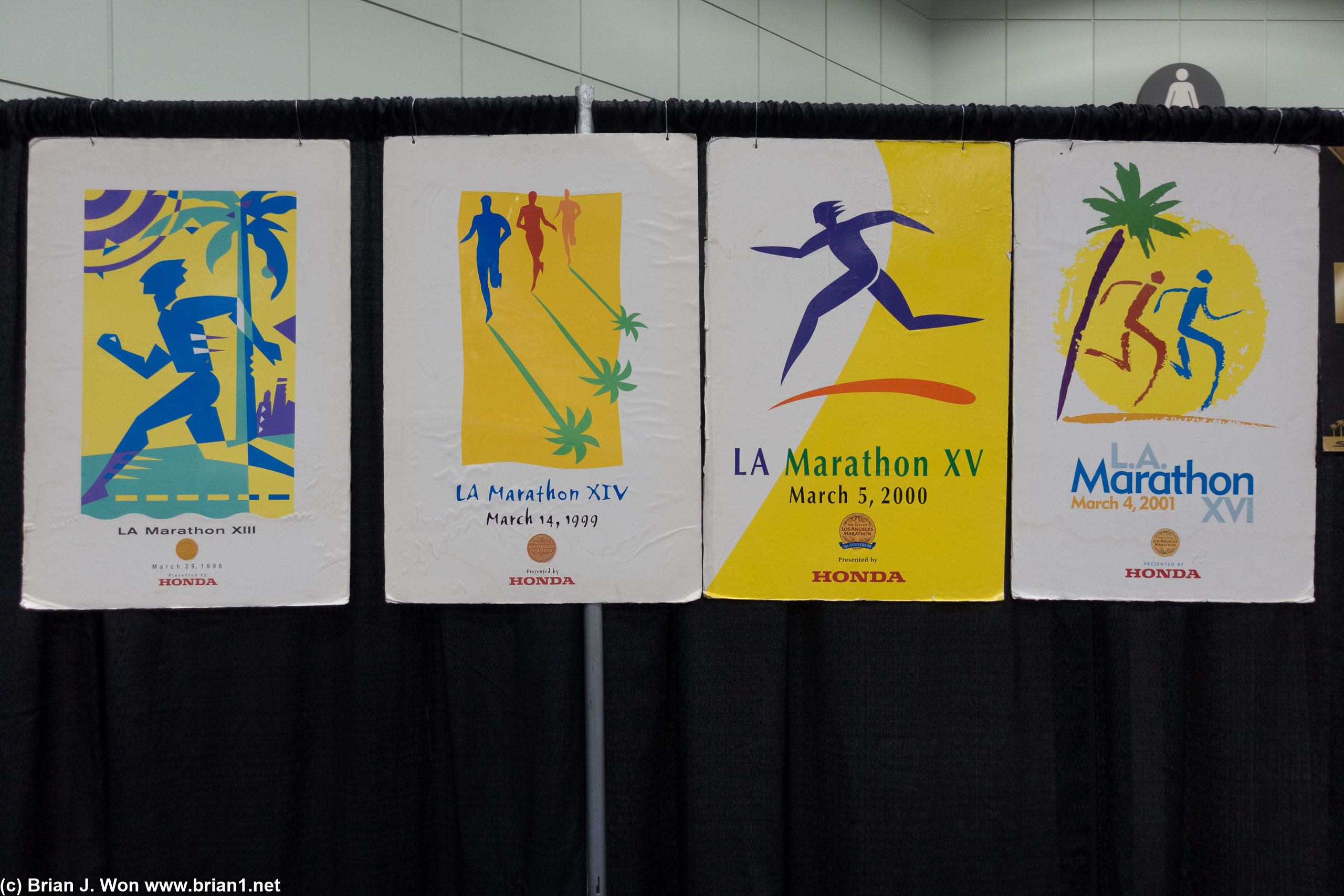 LA Marathon 1998 to 2001 posters.