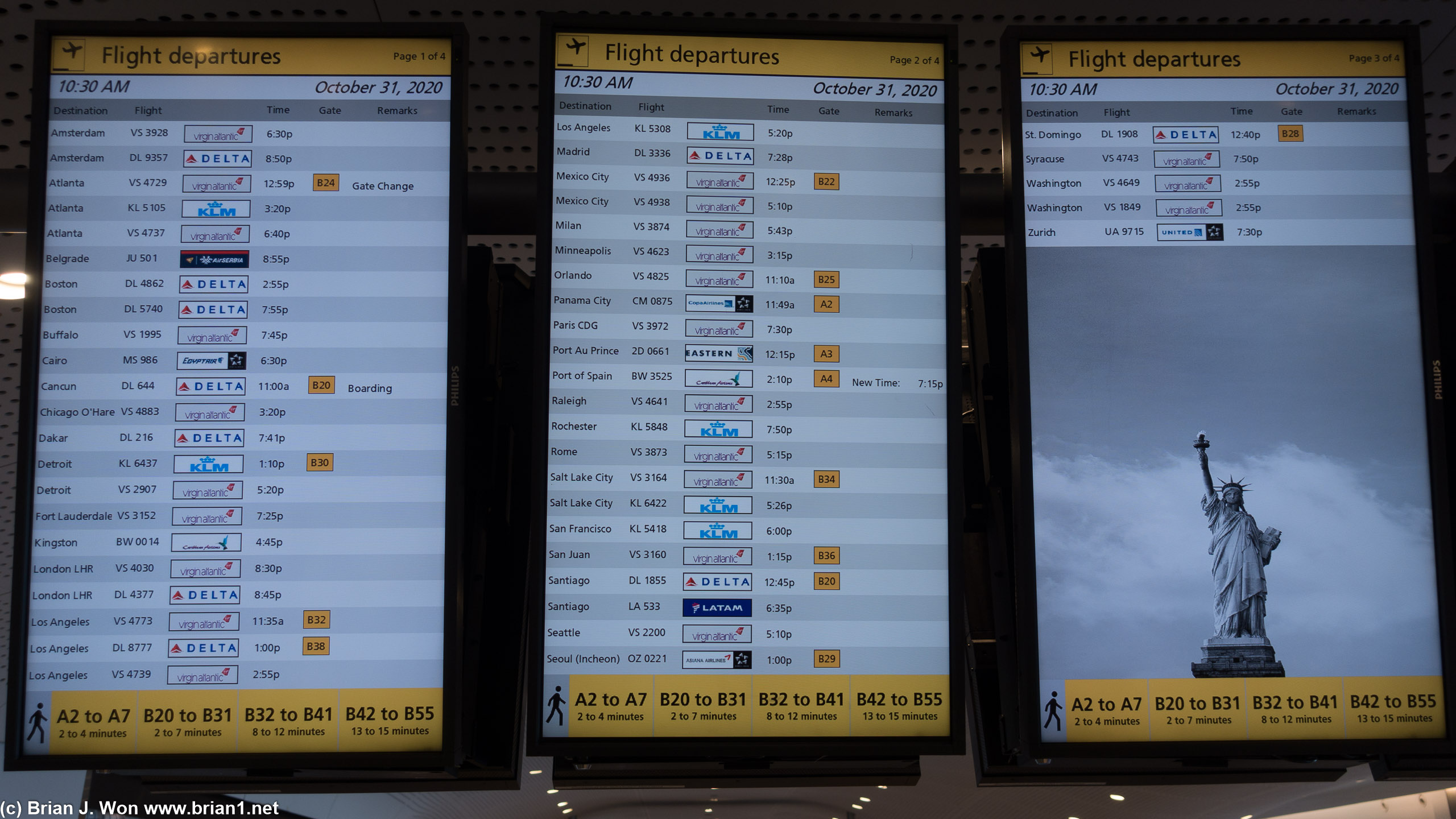 Departures board at JFK, late morning to evening. Could be worse?