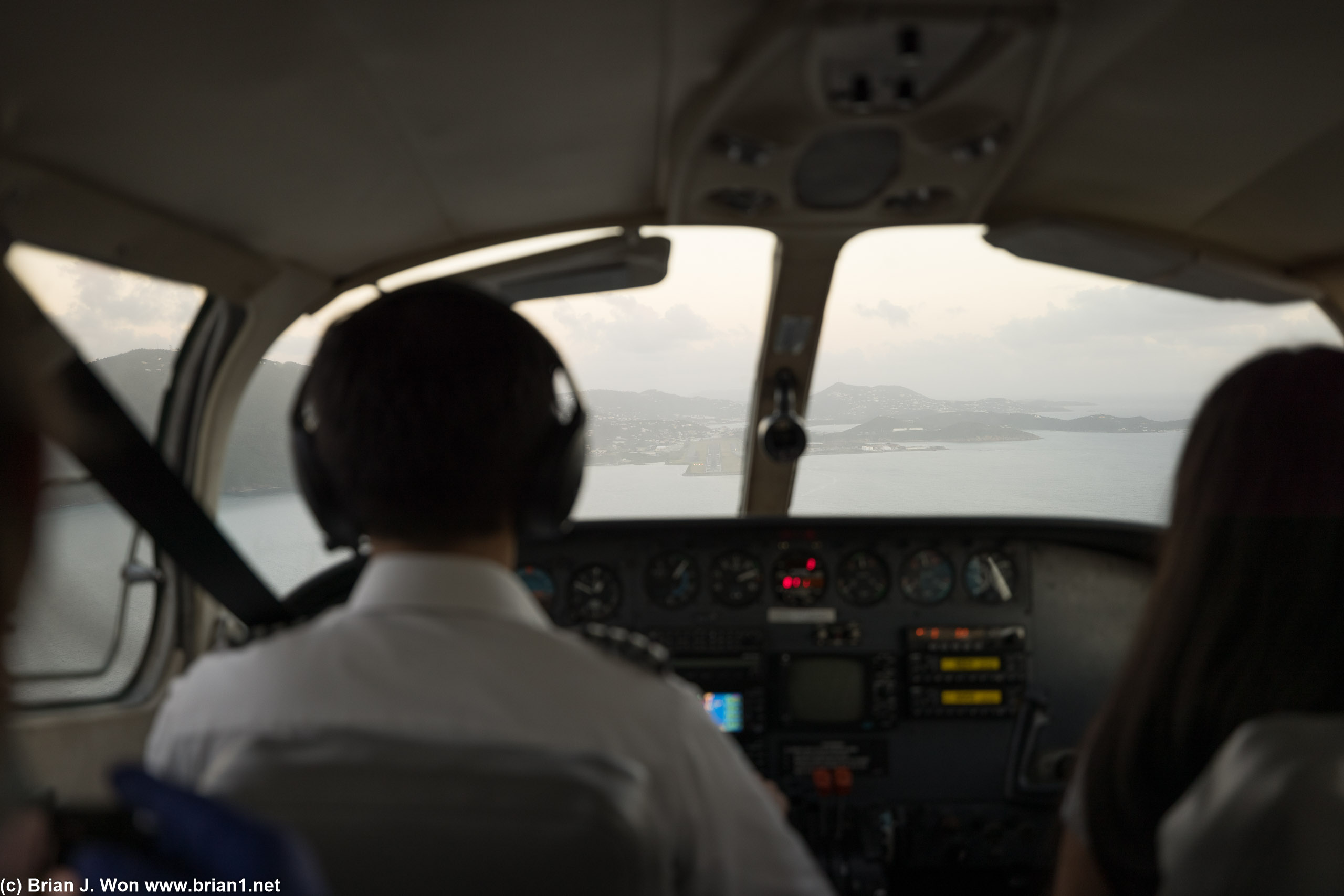 Captain Nicholas lined up for final approach to STT.
