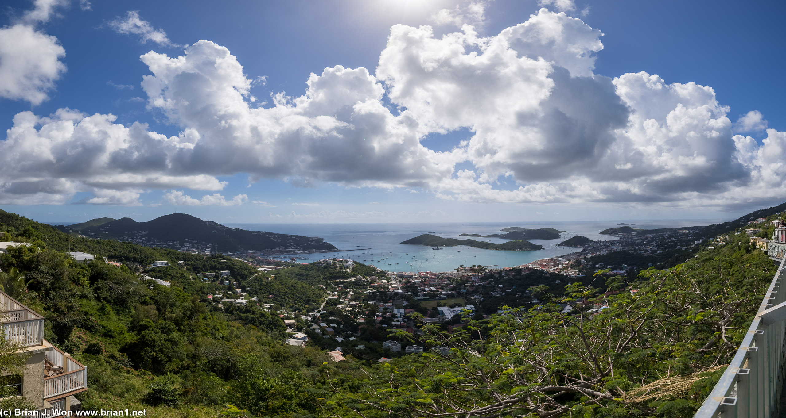 Charlotte Amalie Overlook. Normally the harbor would be full of cruise ships.