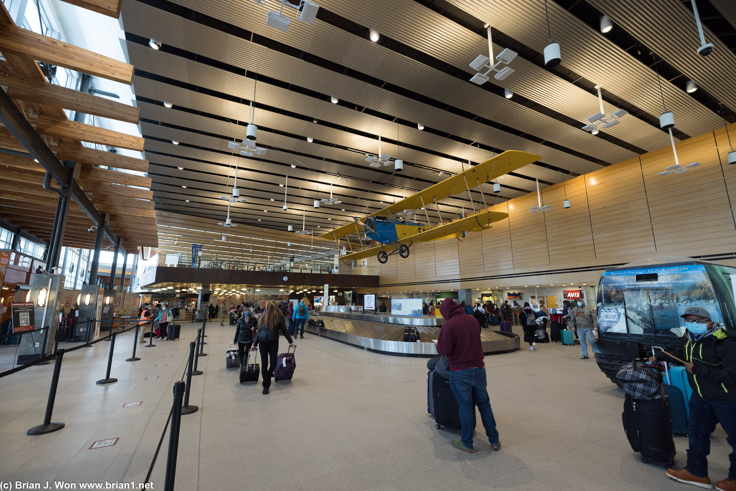 Fairbanks International Airport hands an entire airplane from the ceiling?