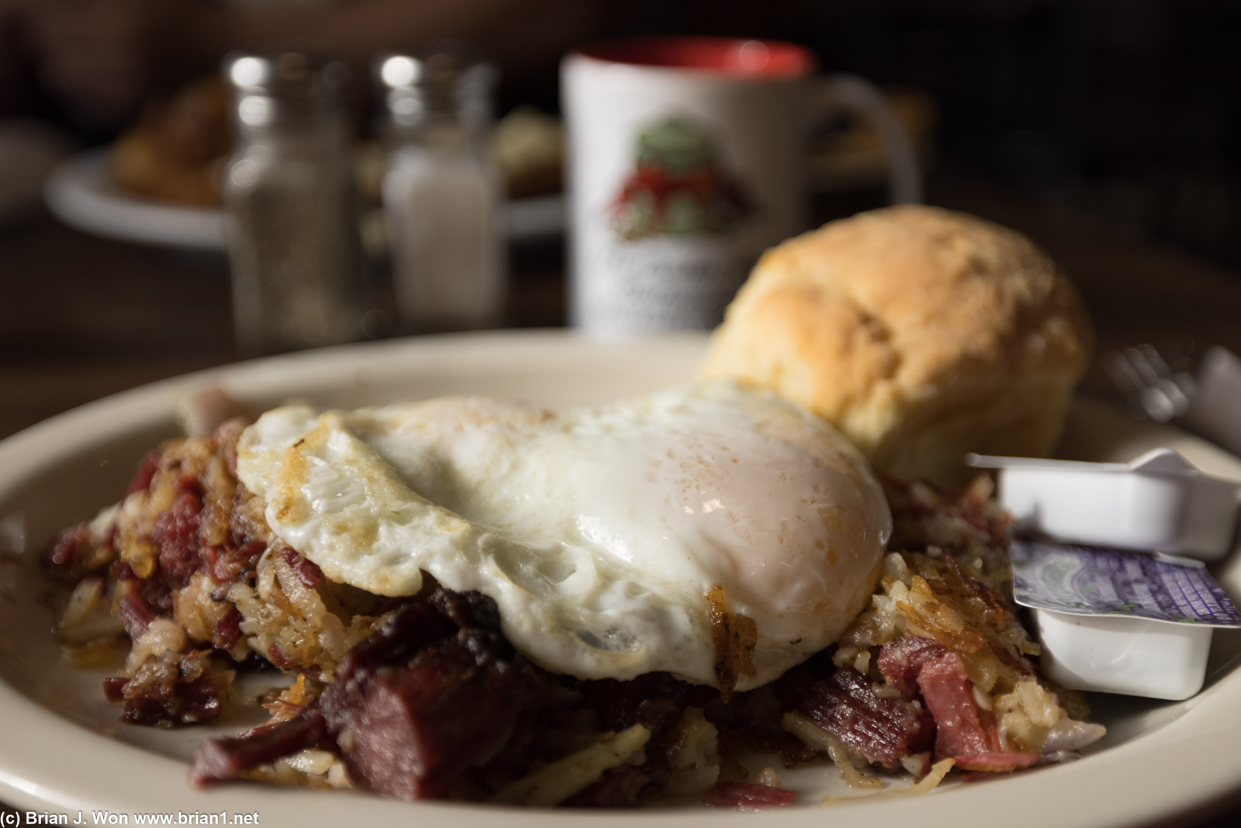 Rather salty corned beef hash at The Cookie Jar.