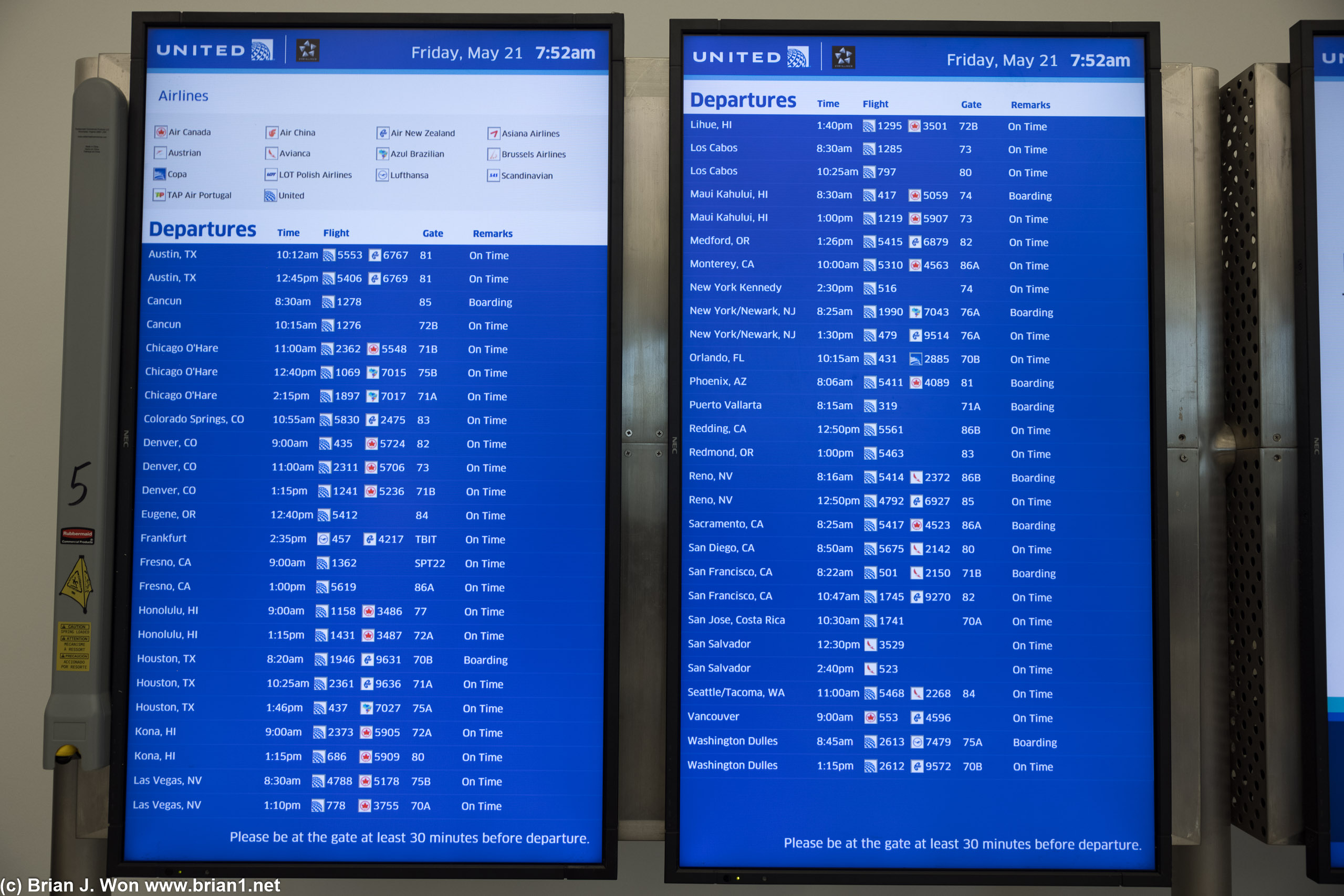 Not even 8am and the flight board is still pretty damned sad.