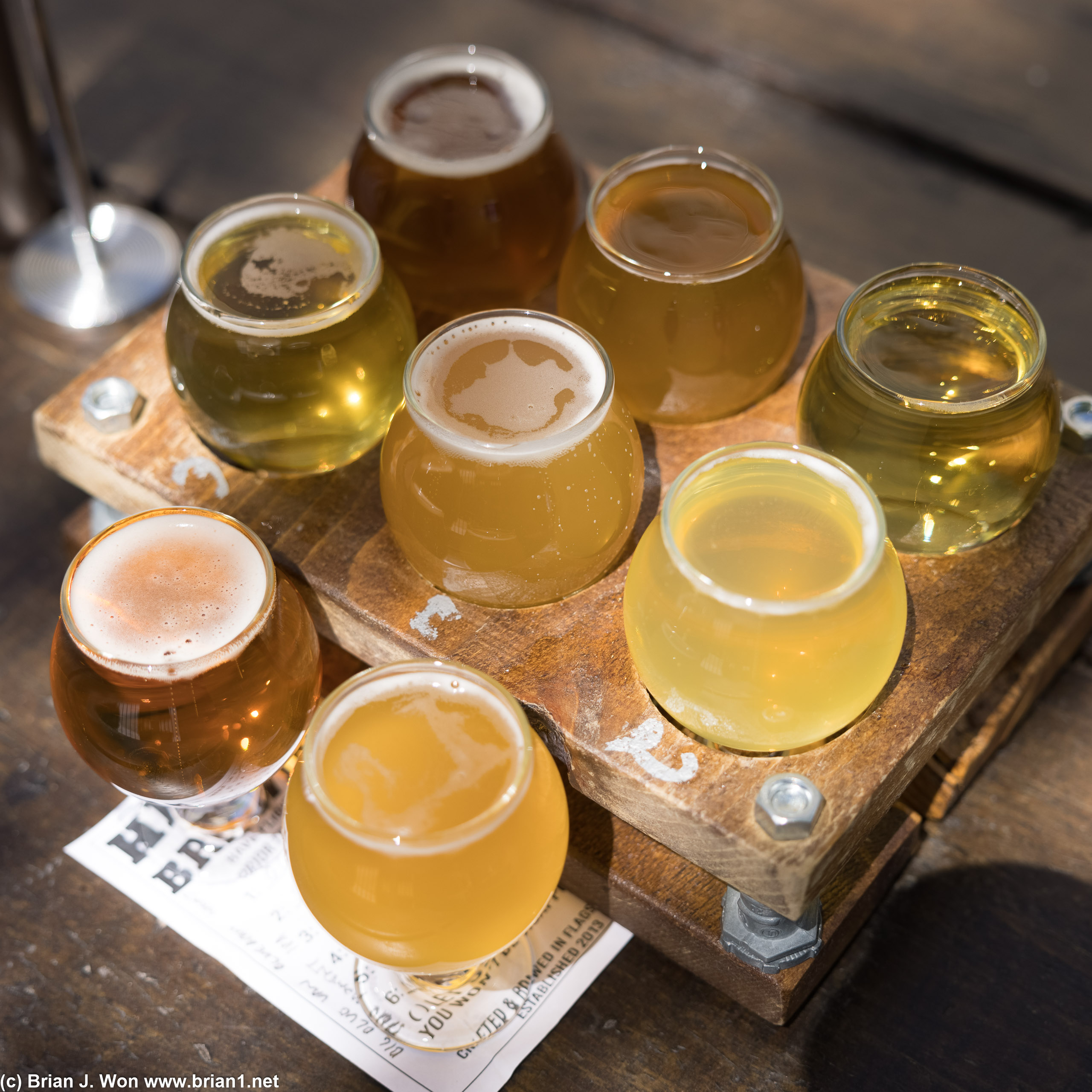 (1-6) Oceanfront Property Mexican lager, Salt River lager, Undercover Cucumber blonde, State 48 Mango wheat, Factz DIPA, Kellerfront Poperty lager, plus Big Blue Van blueberry wheat and Spare Moment IPA.