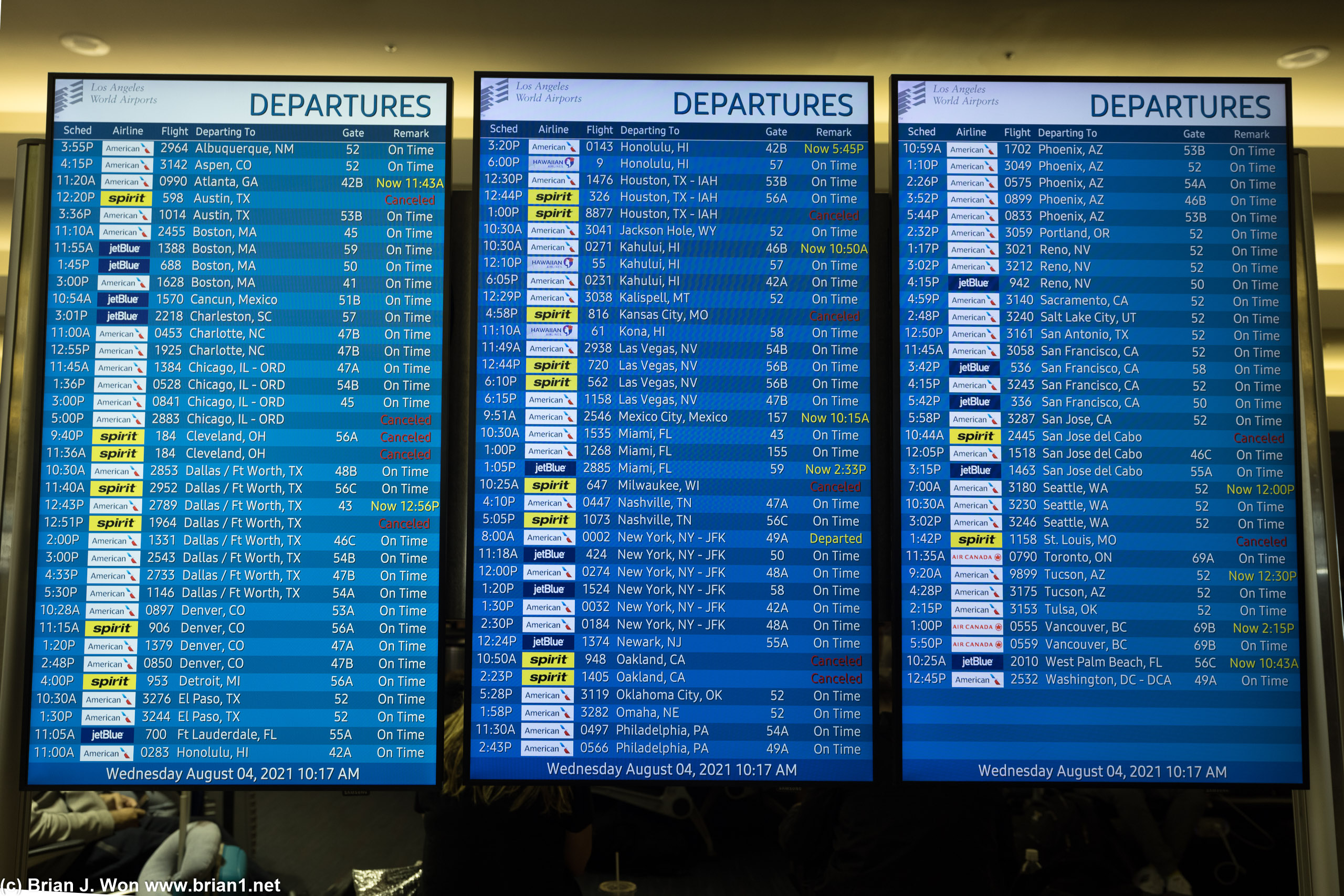 American Airlines, Spirit, and JetBlue keep terminals 4 and 5 pretty busy at LAX.