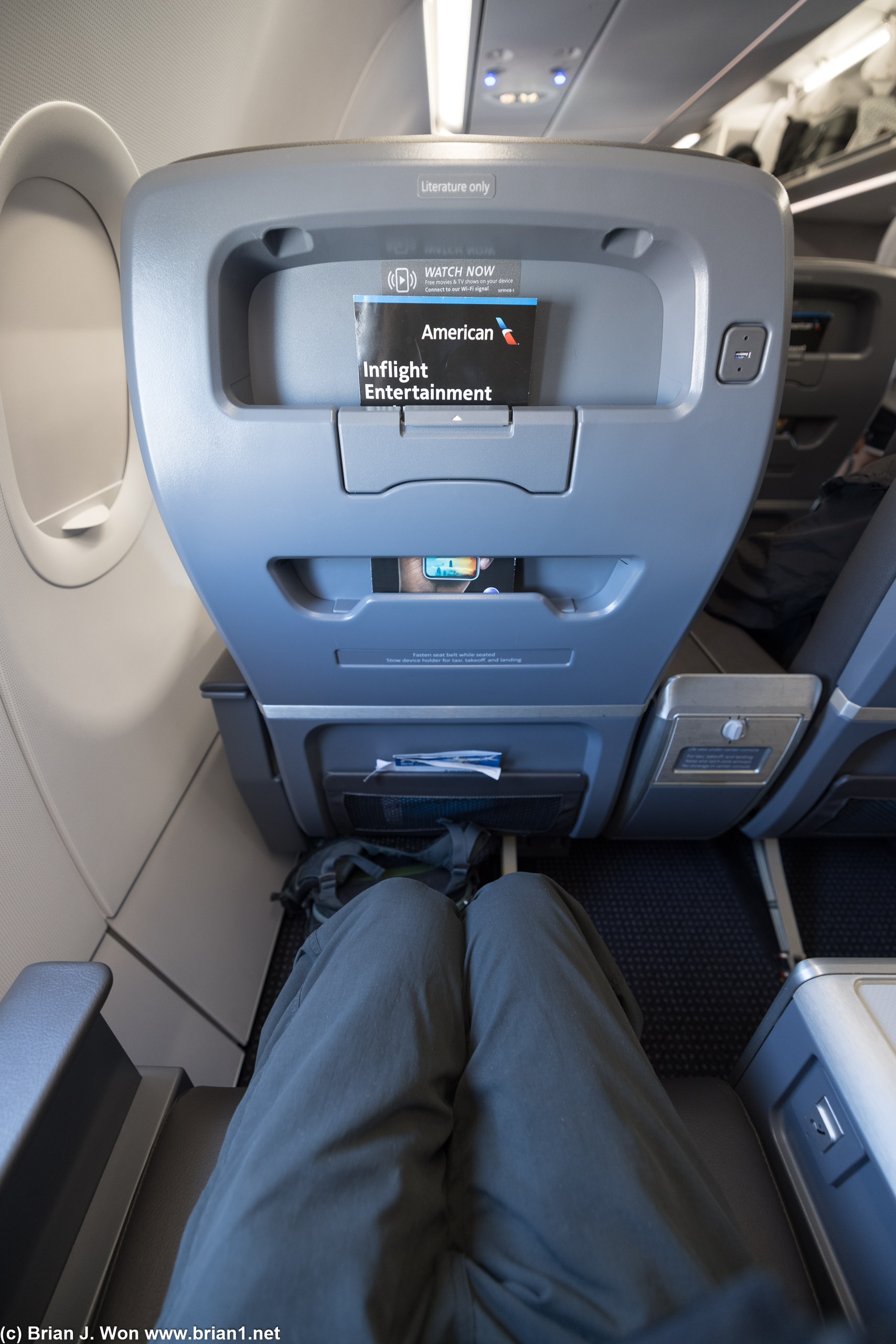 Brand new domestic first class. No screens, welcome to American Airlines.