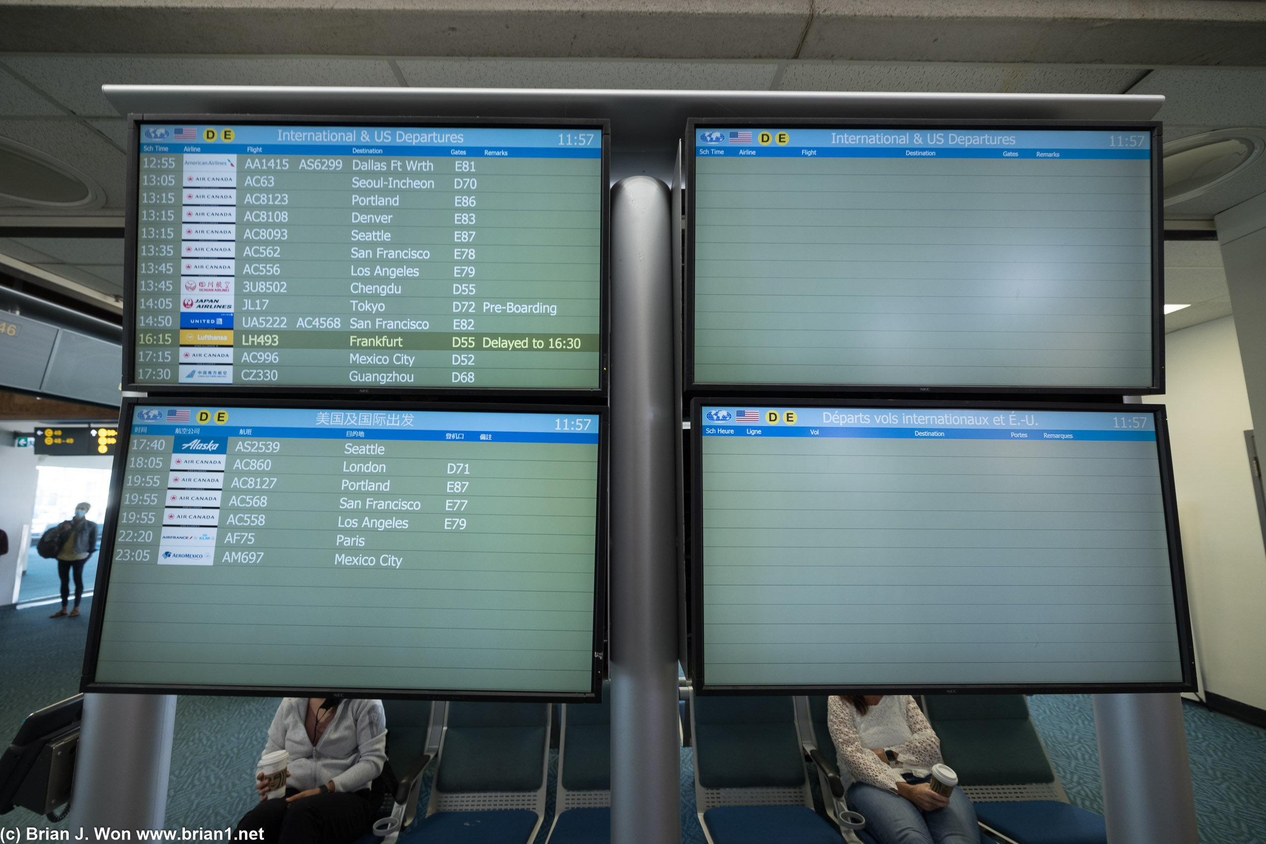 International and US departures board is very sad.