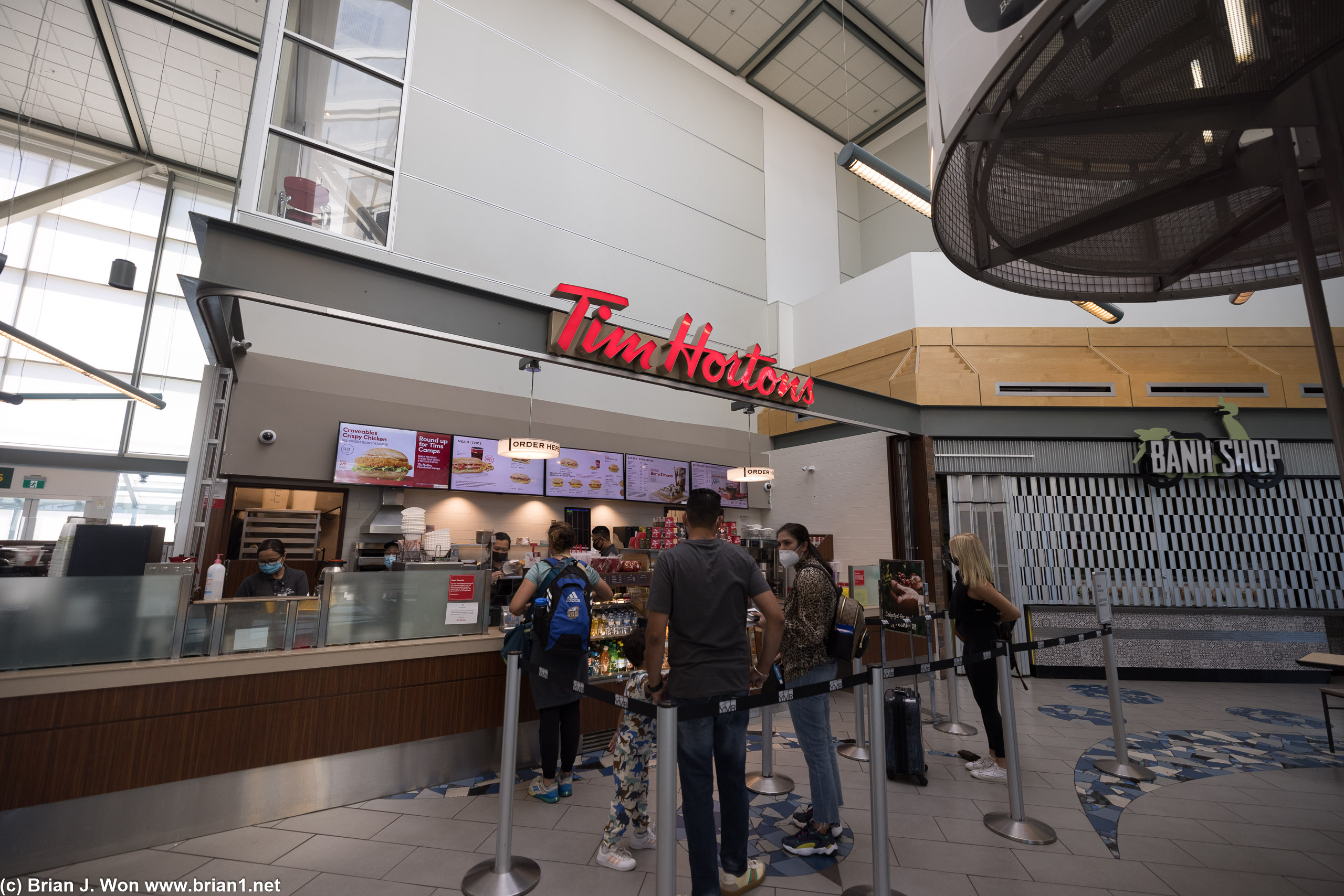 Tim Horton's is one of the few places to eat open in the US transborder terminal.