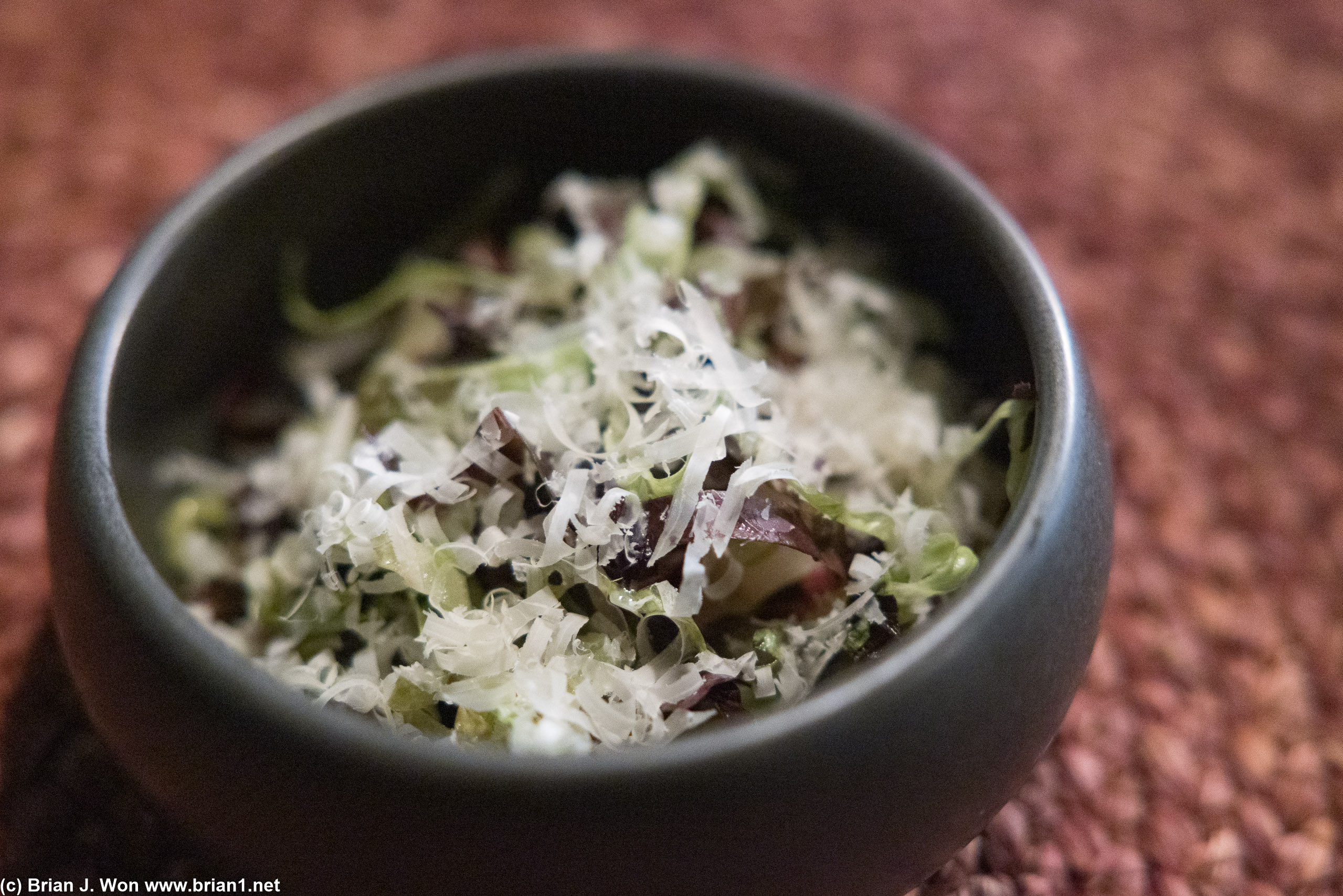 Compressed cabbage is a wonderfully delicate flavor, paired with a very mild cheese.