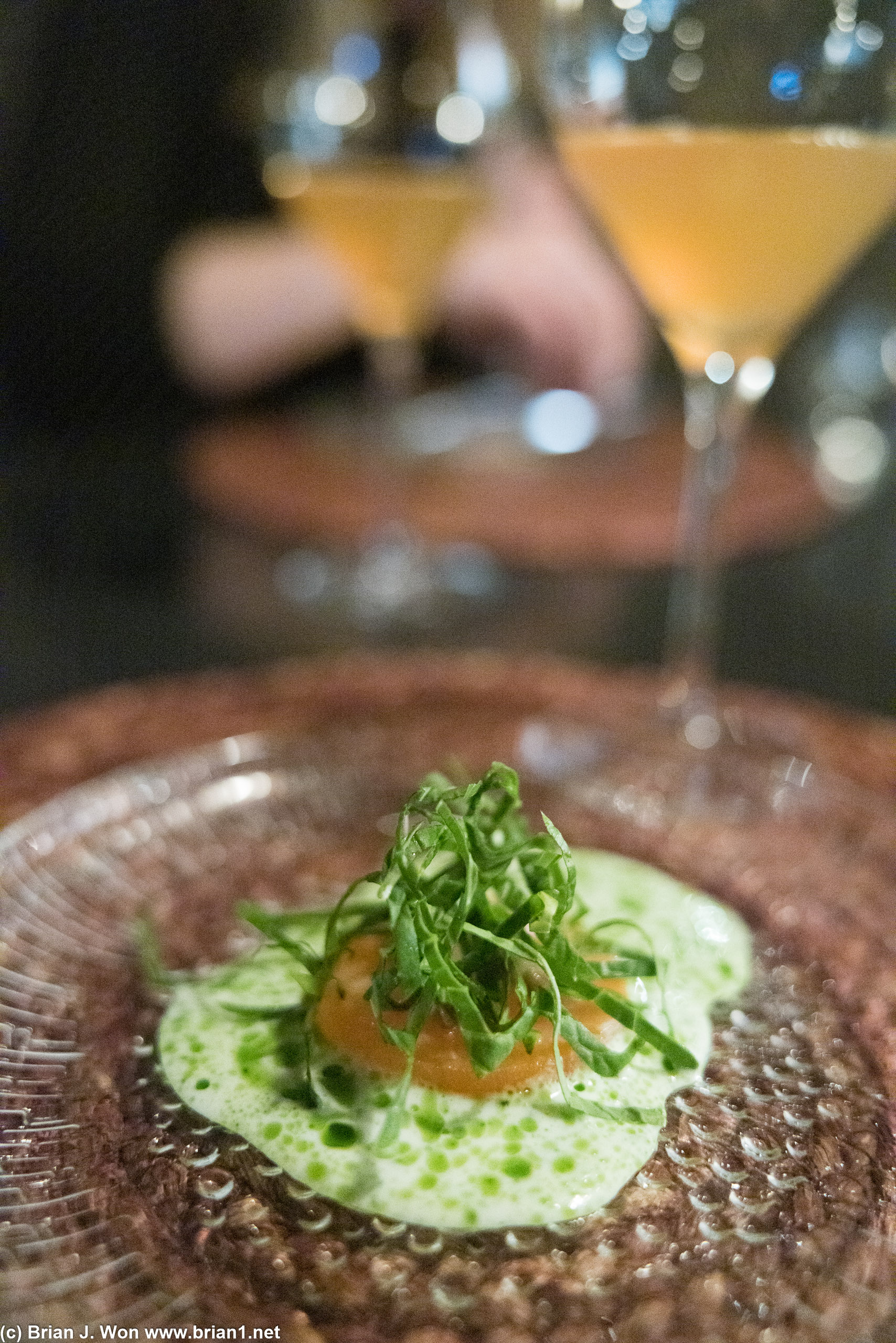 Raw arctic char and buttermilk, Nordic wasabi. NOM.