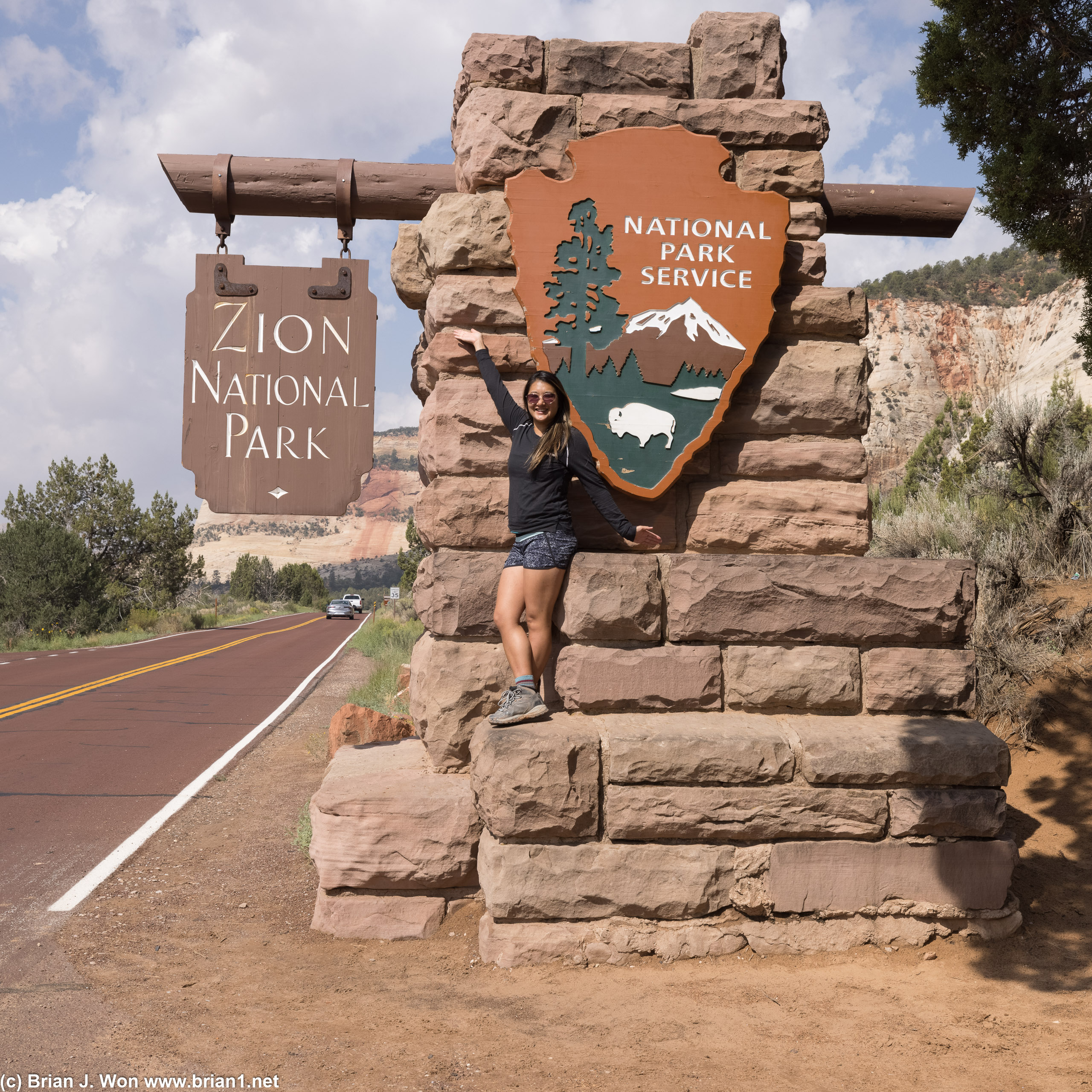 Zion National Park entrance sign.