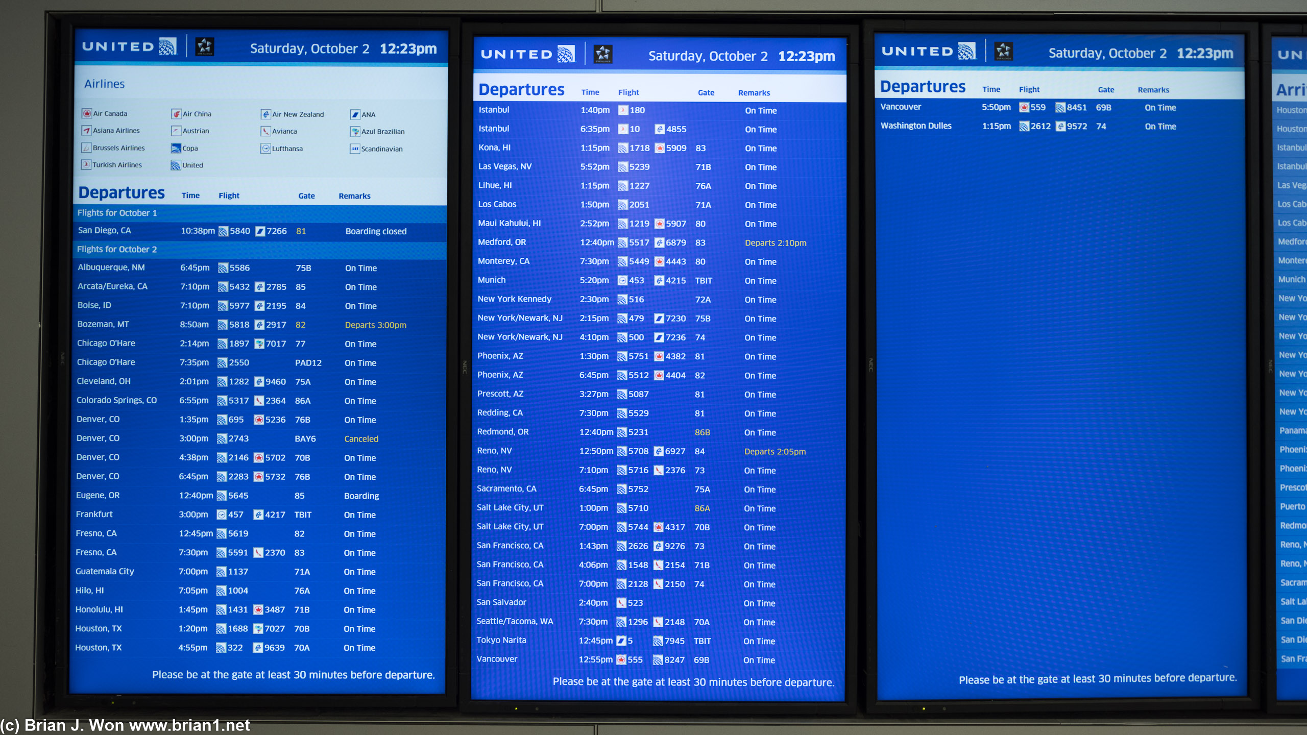 United's schedule out of LAX is still a sad sight.