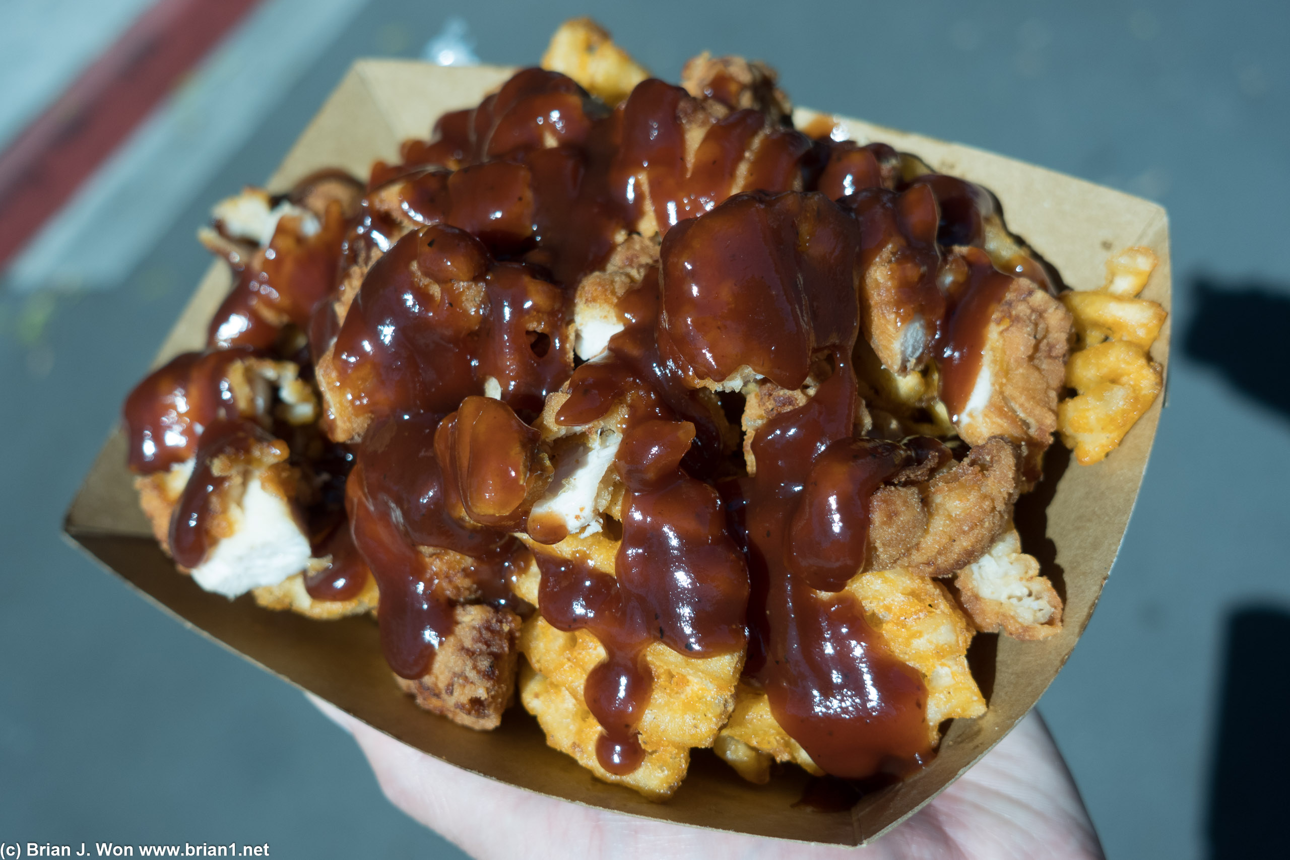 Waffles were a touch over fried, but it was the chicken tenders and BBQ sauce that were very disappointing.