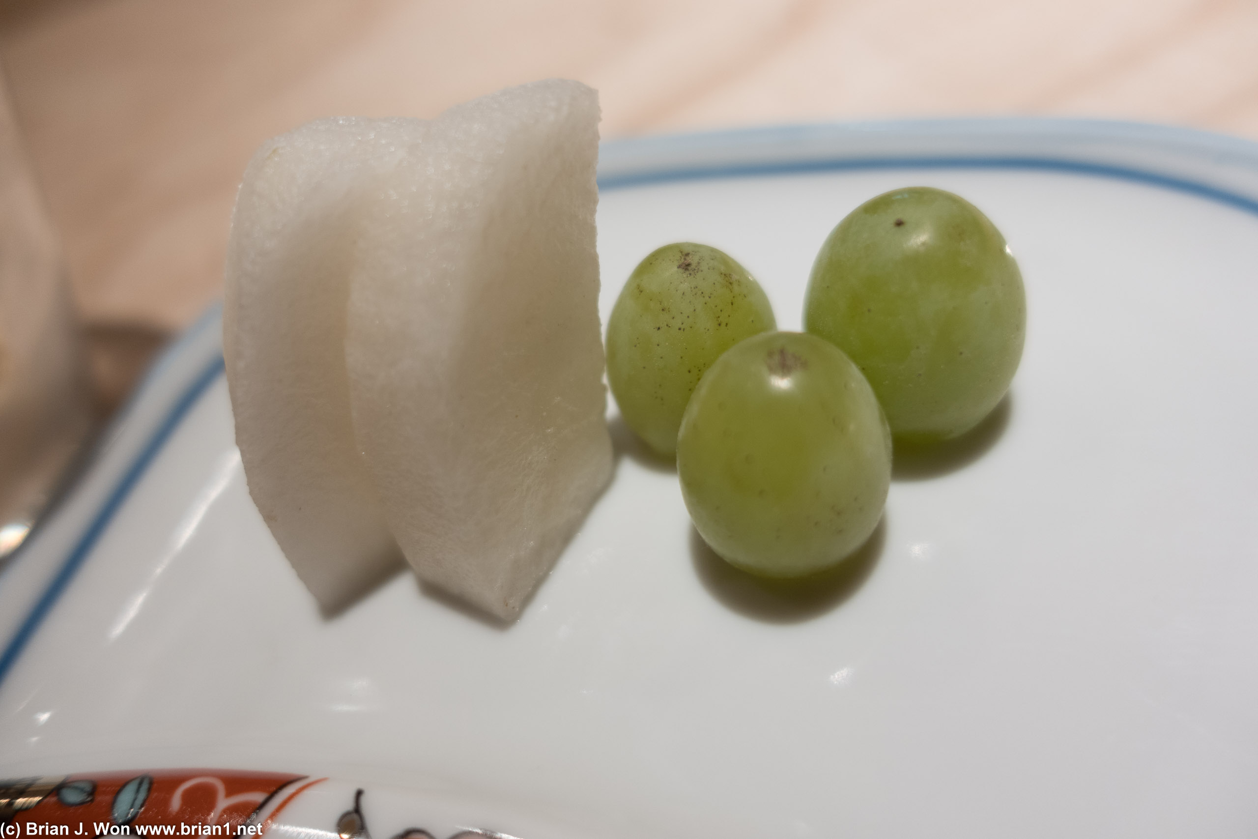 Japanese pear and grapes.