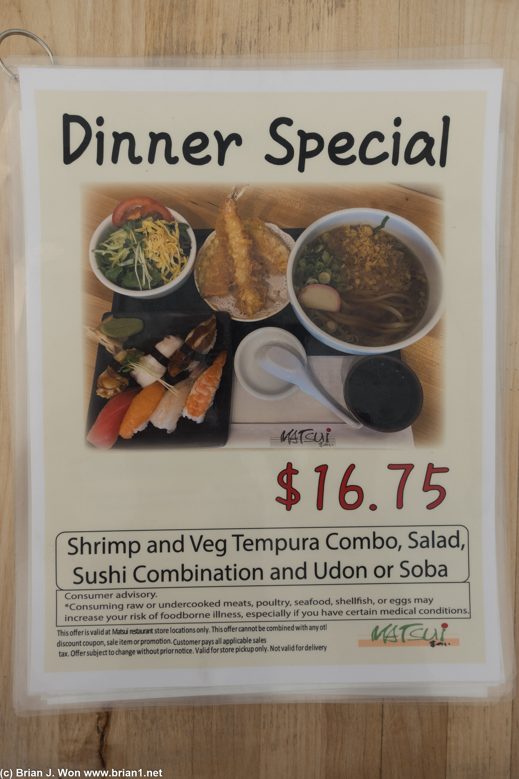 Dinner special yes please.