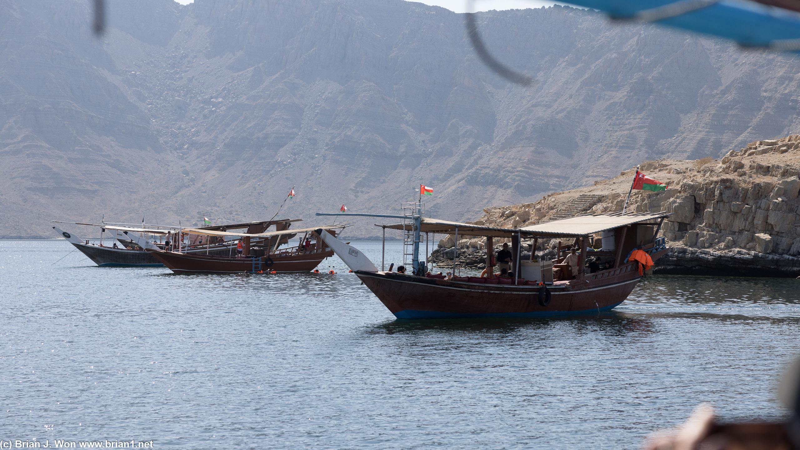 Dhows lined up off of Jazirat Sham.