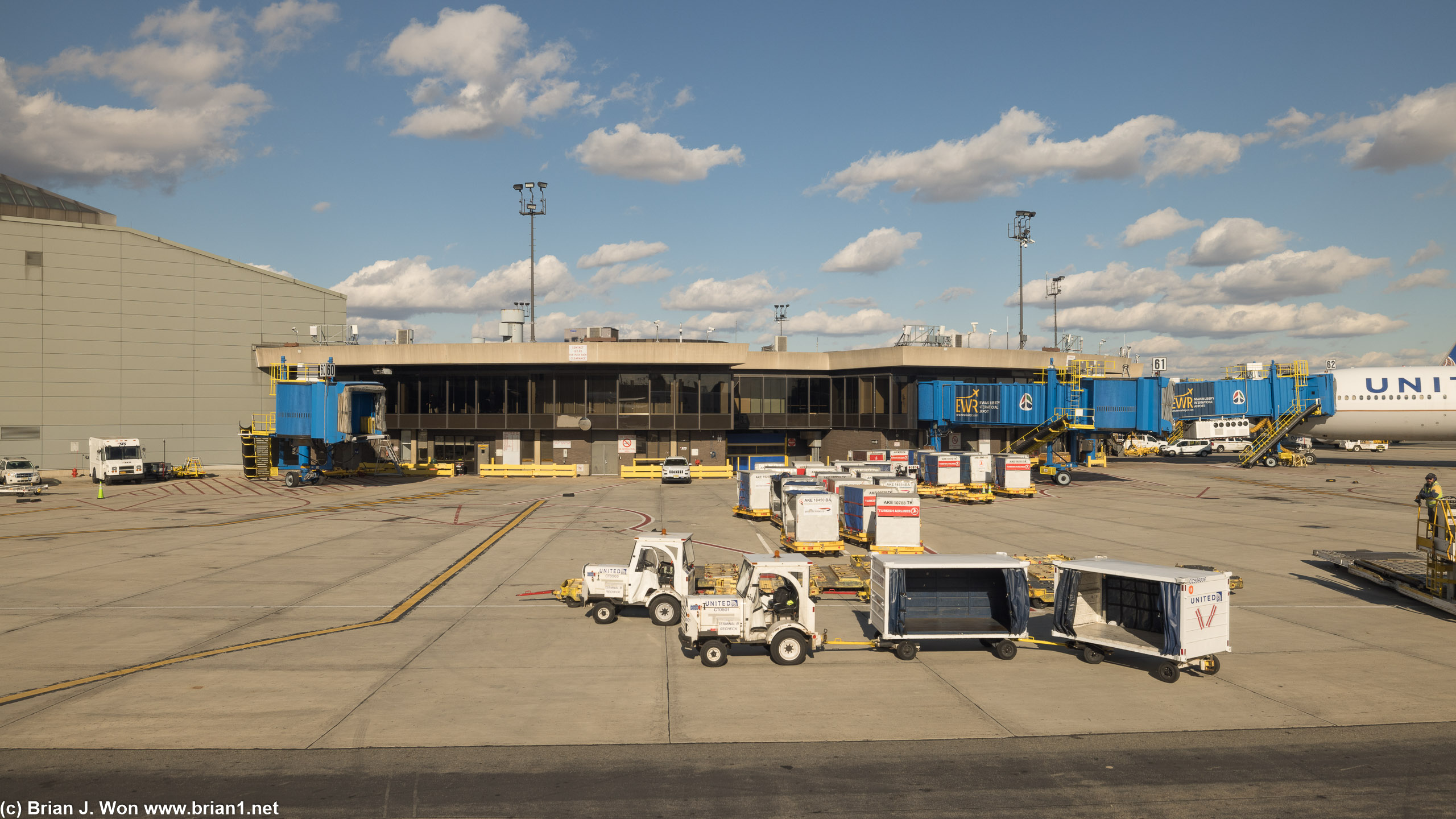 Arrival at Terminal B, Newark International Airport.